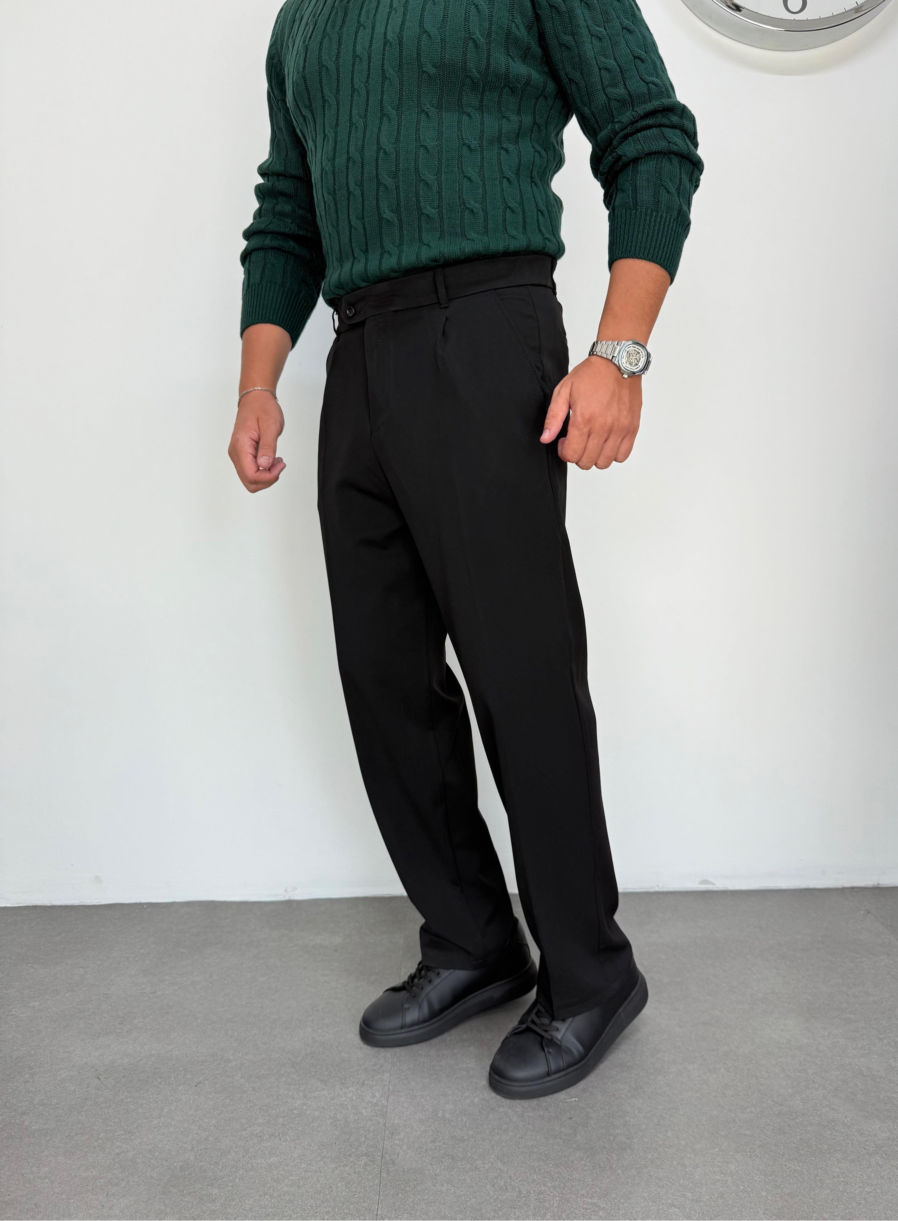 Premium Kalın Siyah Gabardin Pantolon