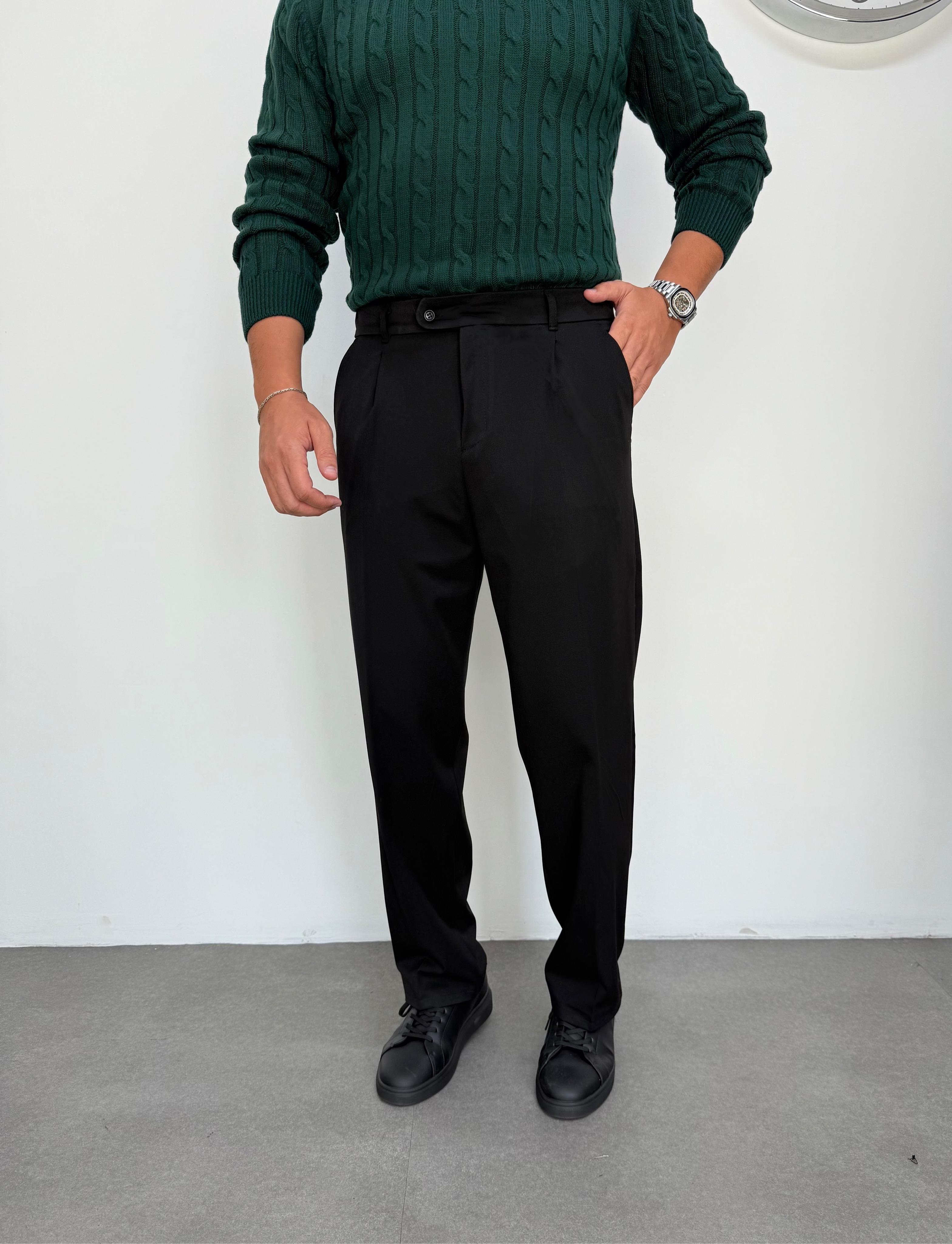 Premium Kalın Siyah Gabardin Pantolon