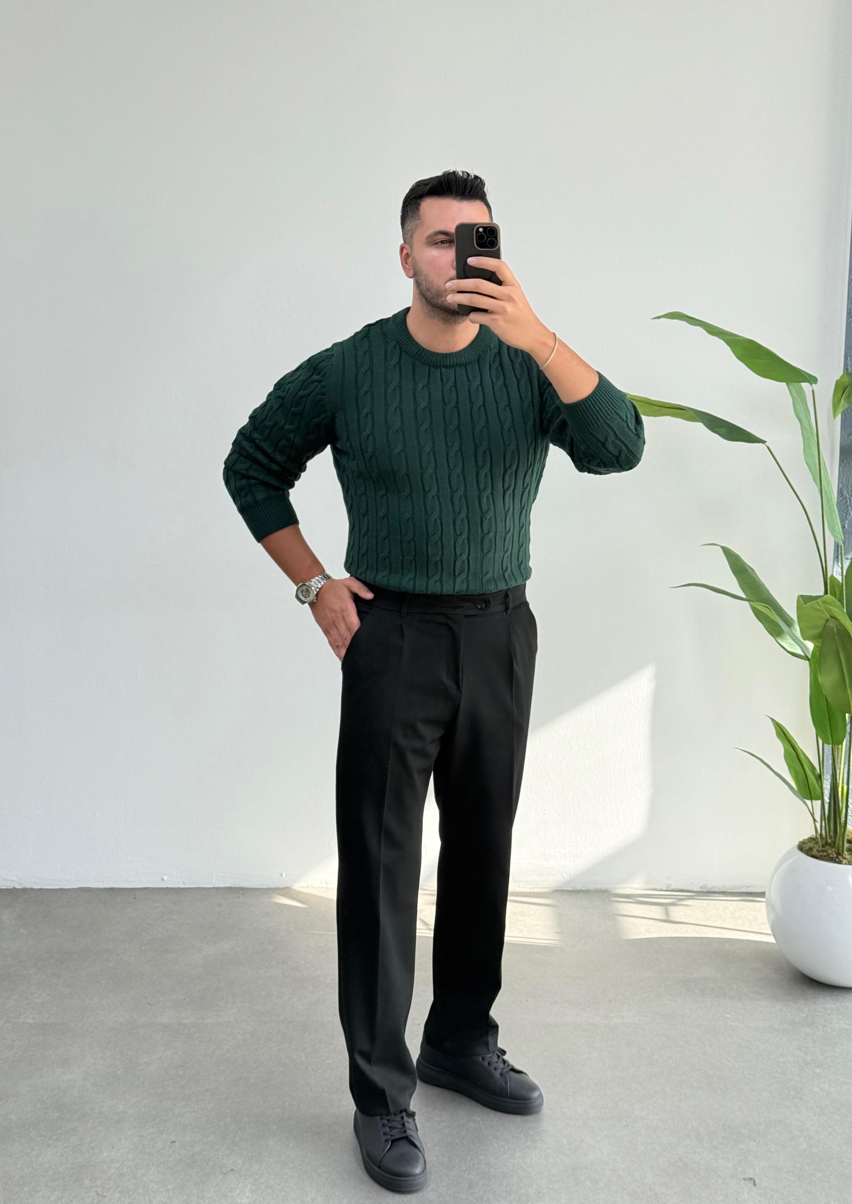 Premium Kalın Siyah Gabardin Pantolon