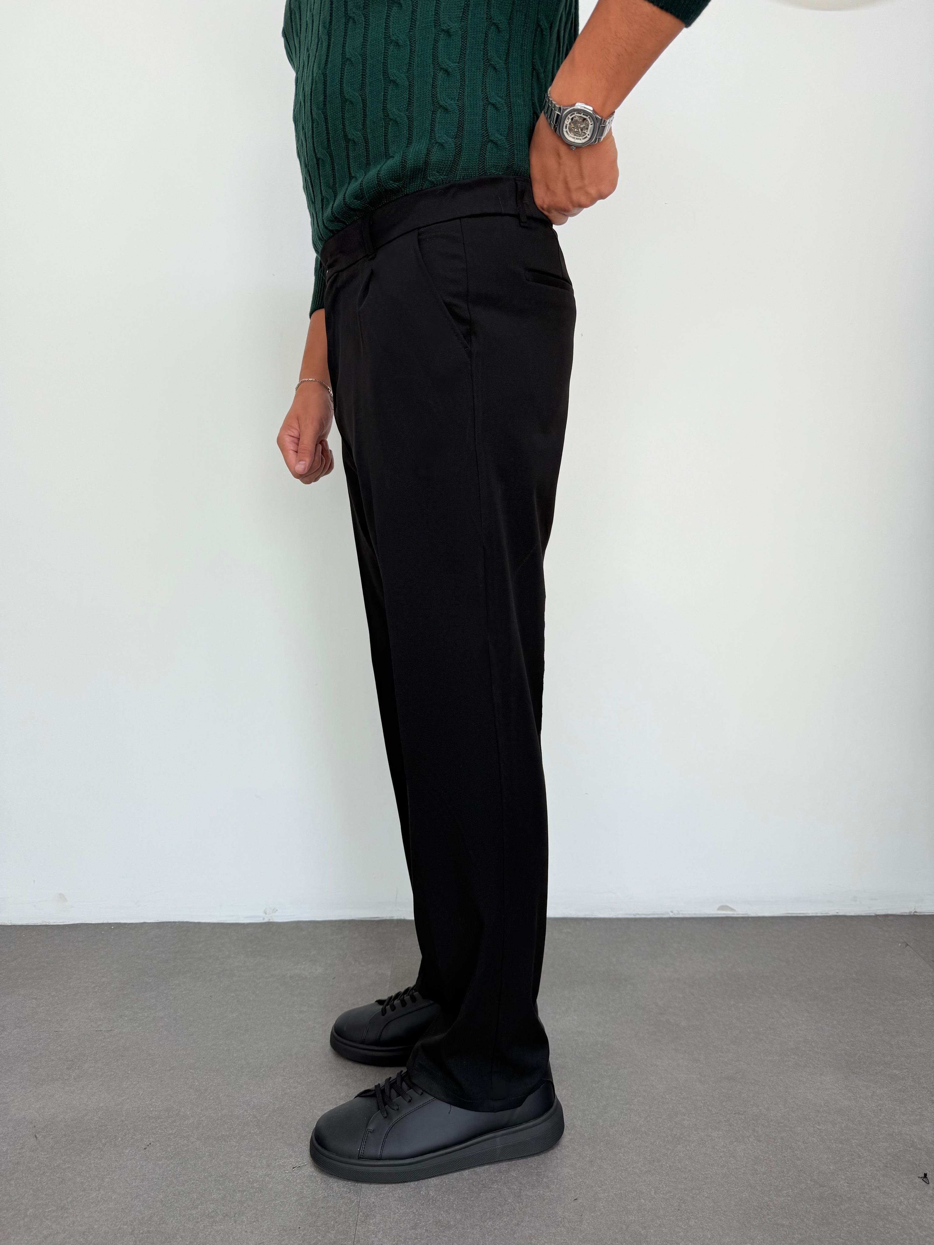 Premium Kalın Siyah Gabardin Pantolon