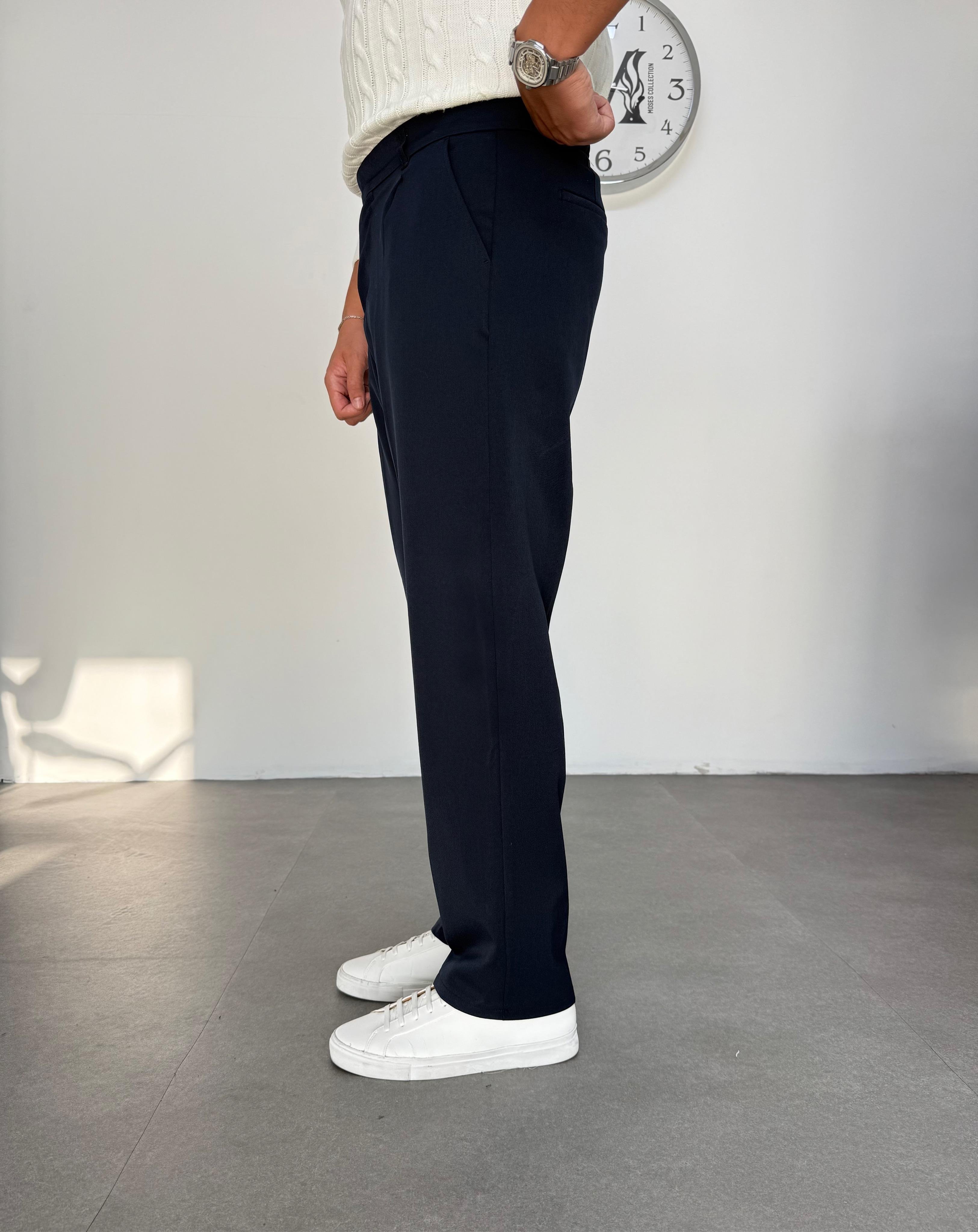 Premium Lacivert Kalın Gabardin Baggy Pantolon 