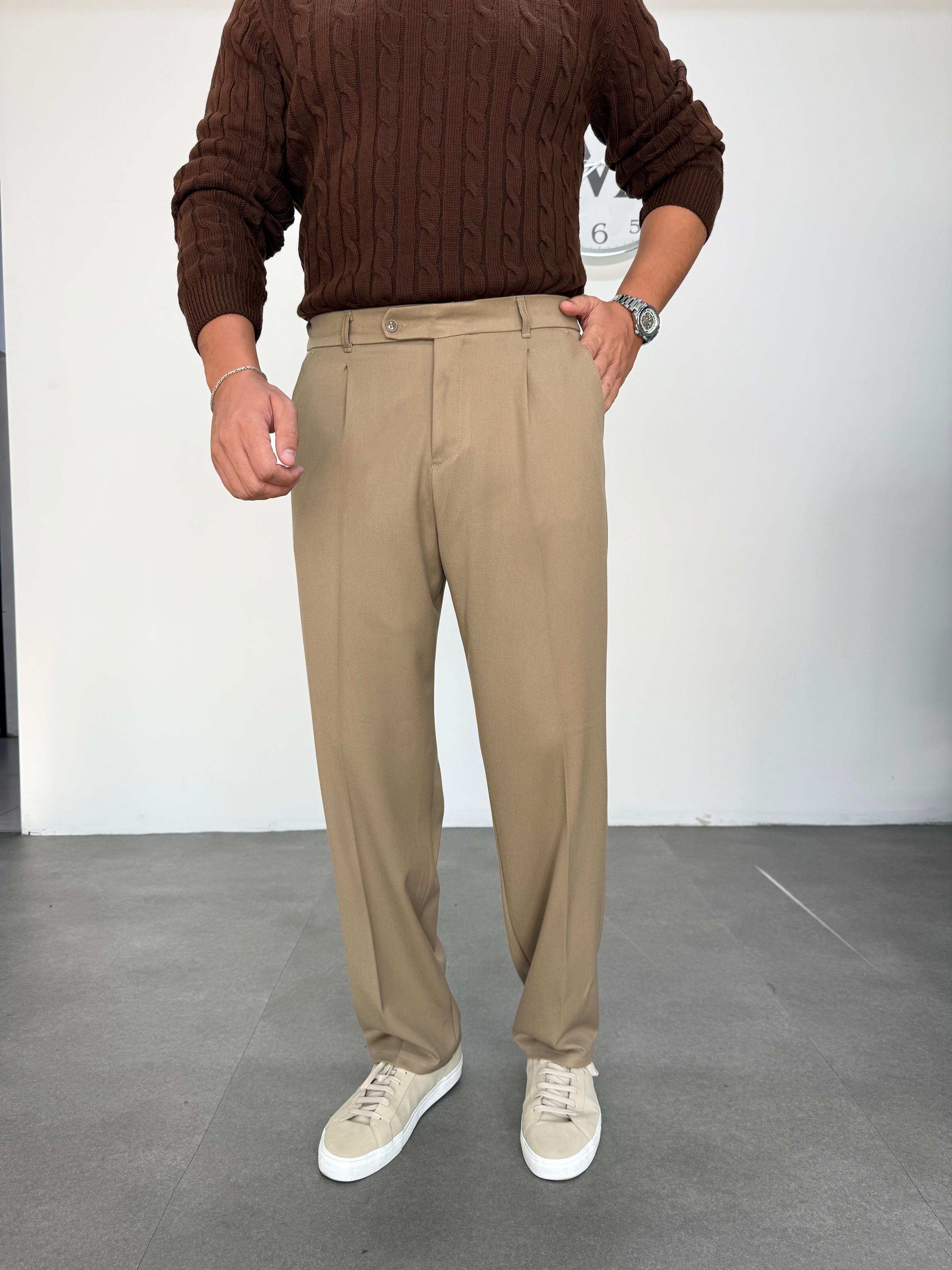 Premium Sütlü Kahve Kalın Gabardin Pantolon 