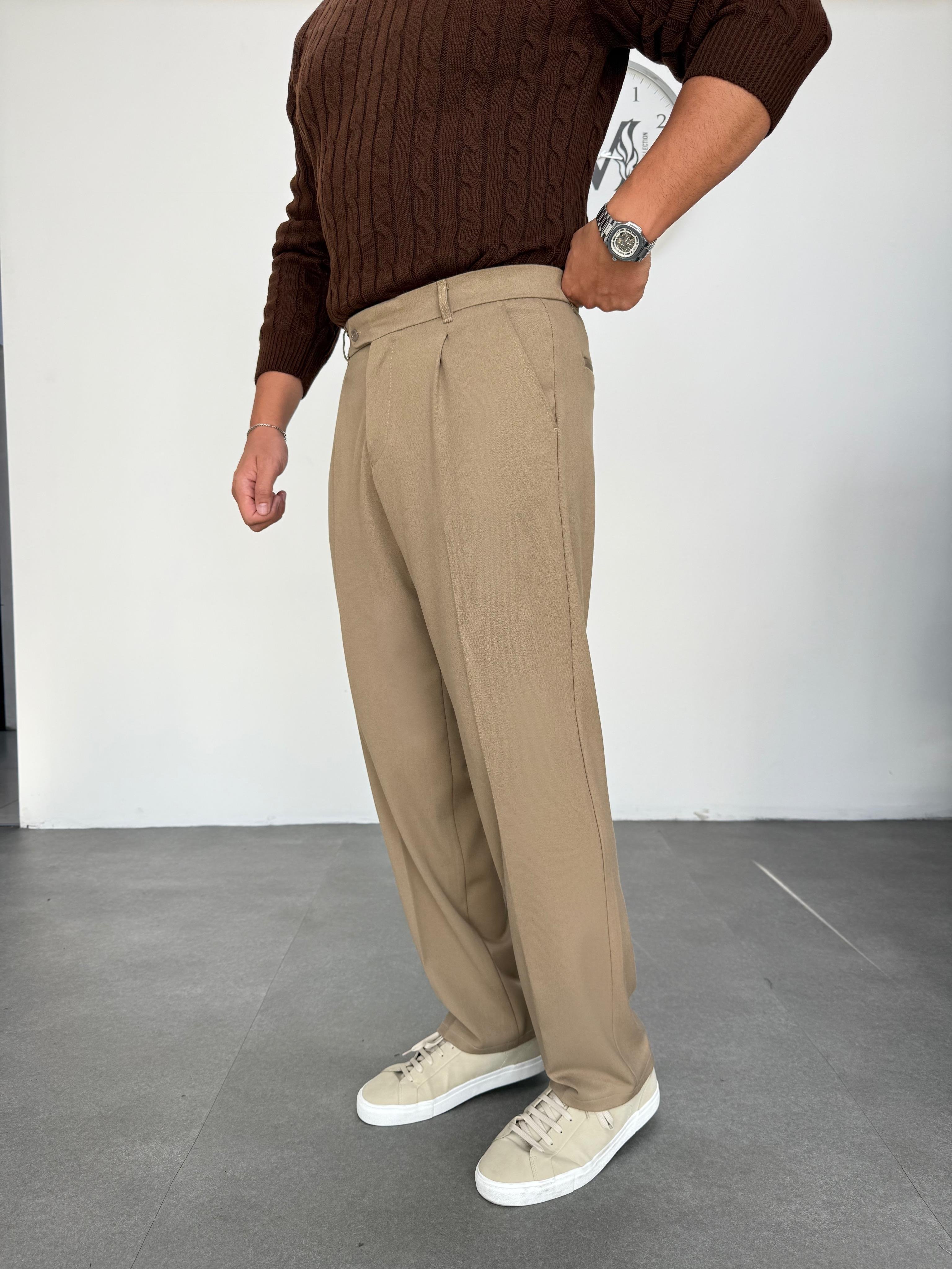 Premium Sütlü Kahve Kalın Gabardin Pantolon 