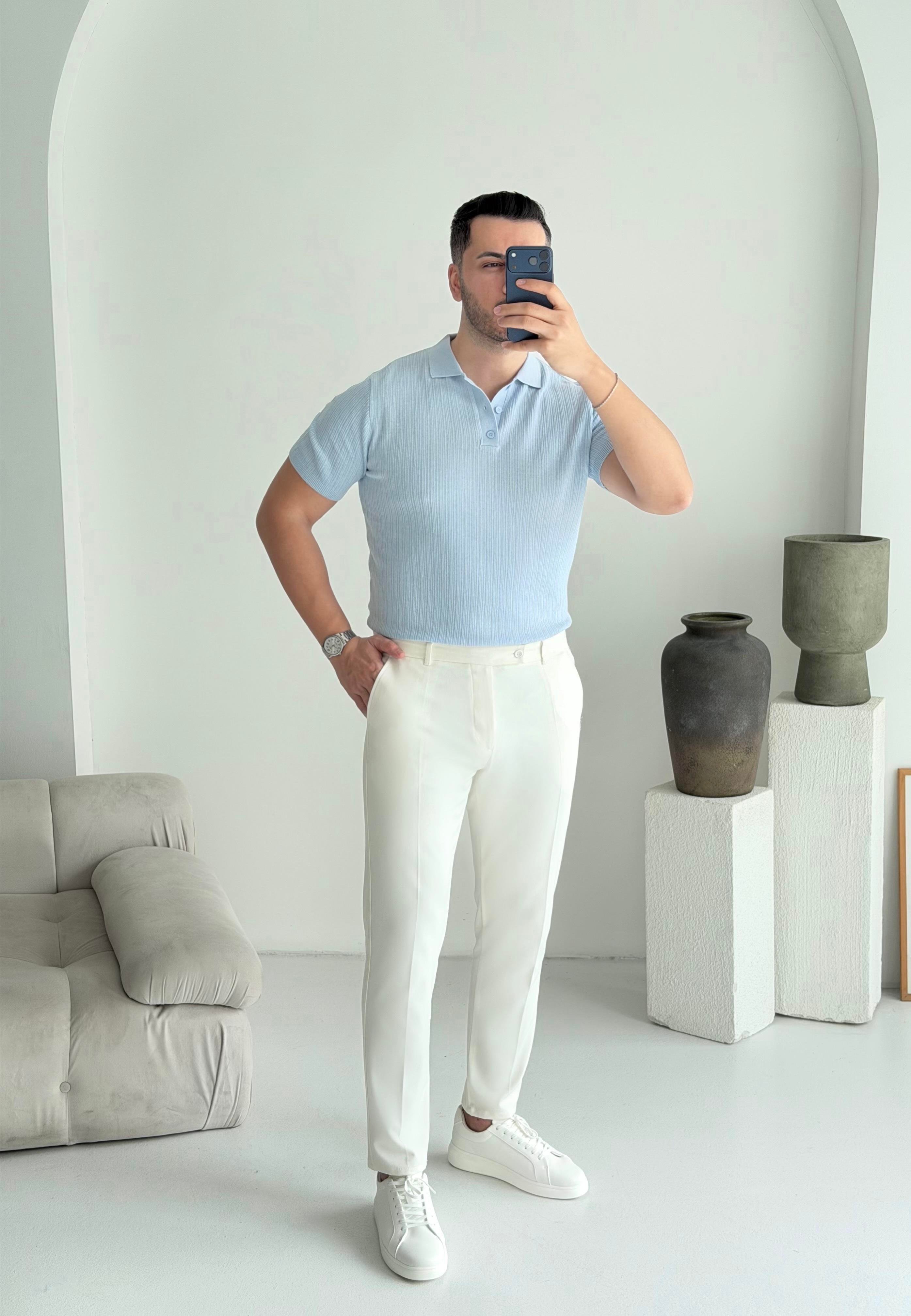 Prime Bebe Mavisi Düğmeli Tişört