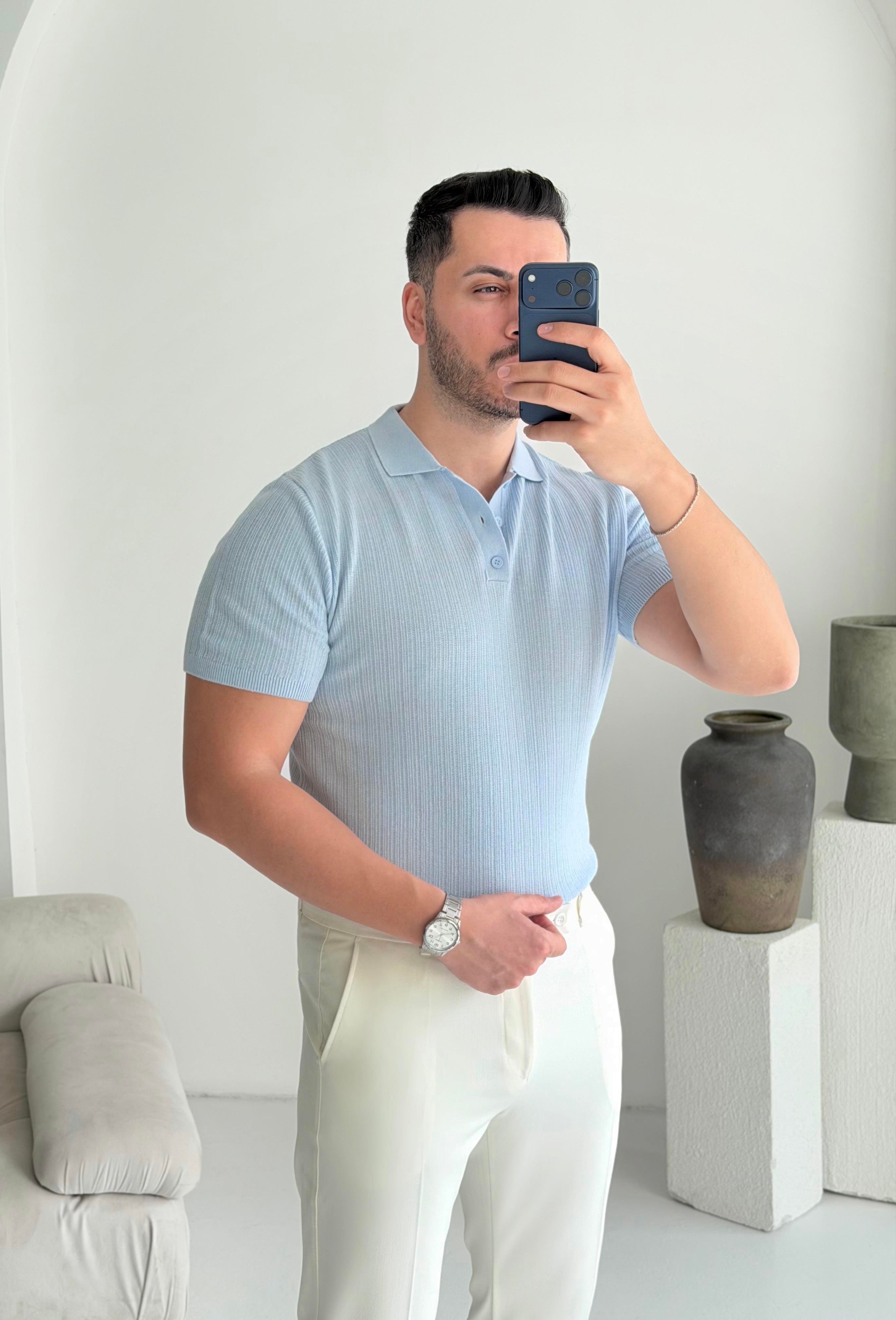 Prime Bebe Mavisi Düğmeli Tişört