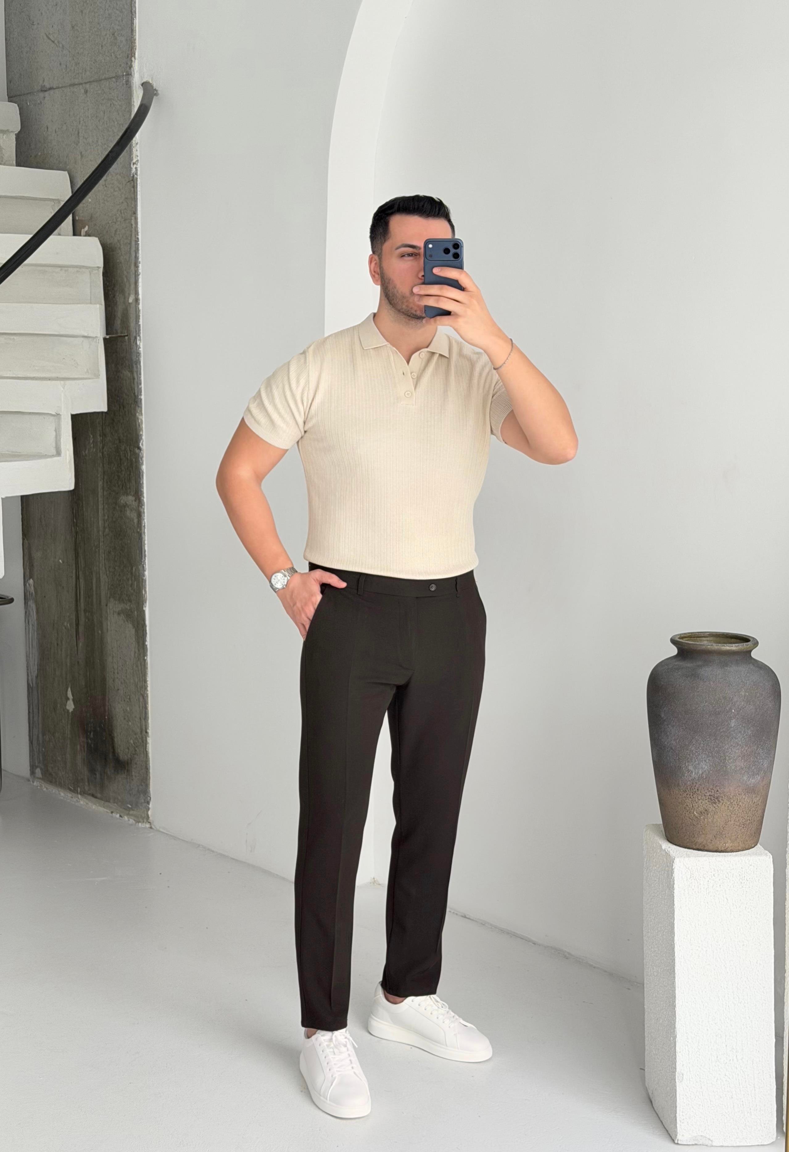 Prime Bej Düğmeli Tişört