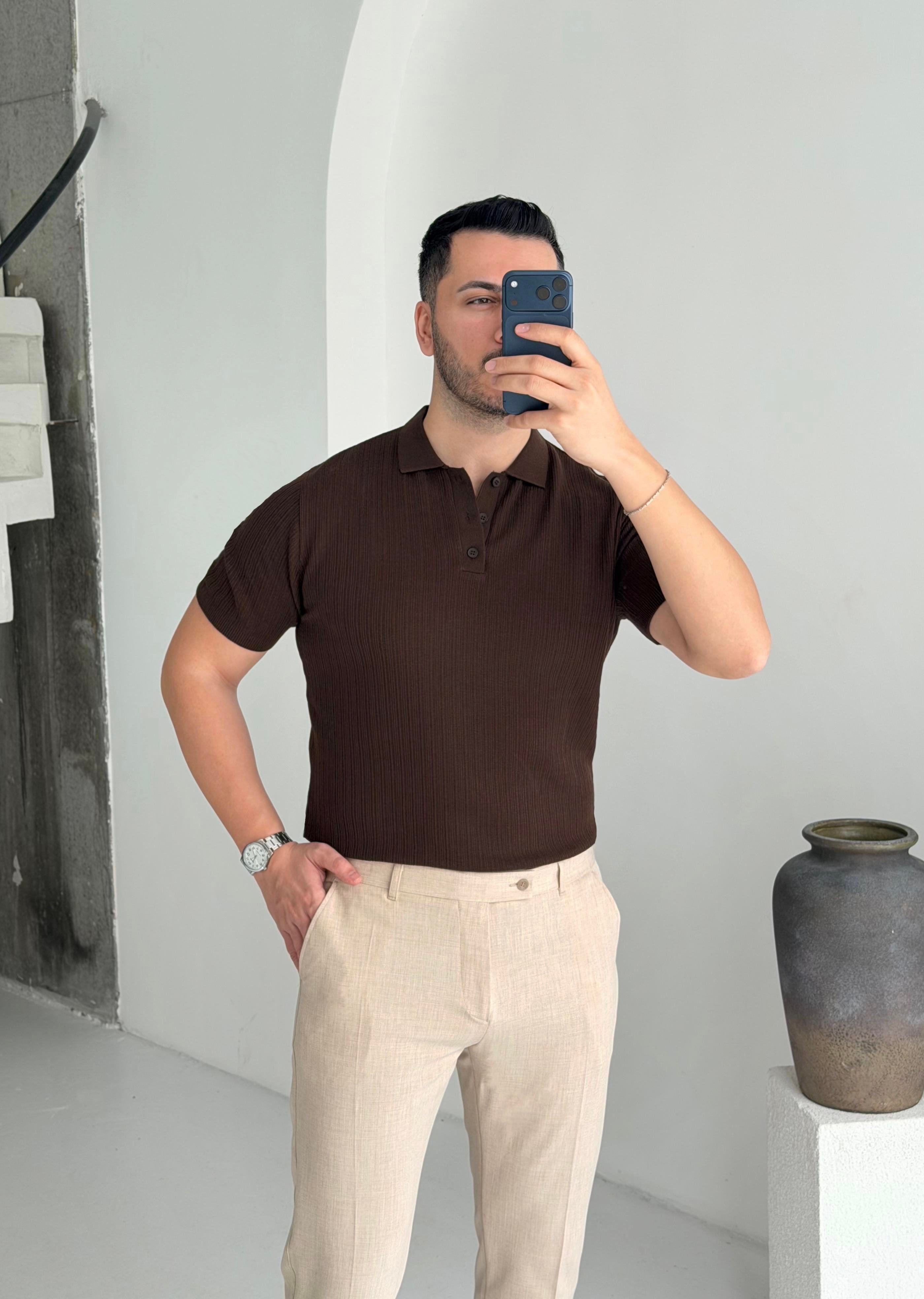 Prime Kahve  Düğmeli Tişört