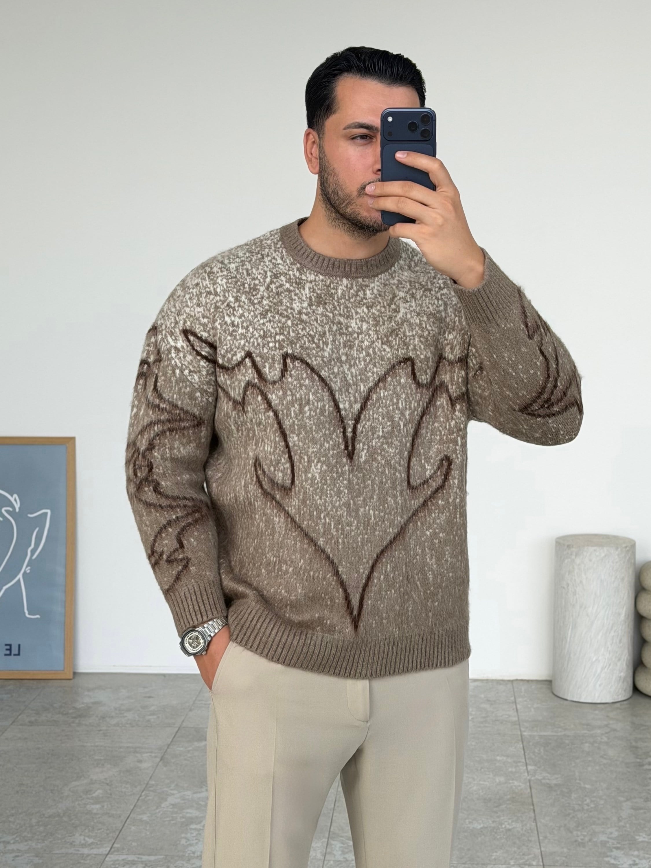 Pullover Yünlü Bej Kazak