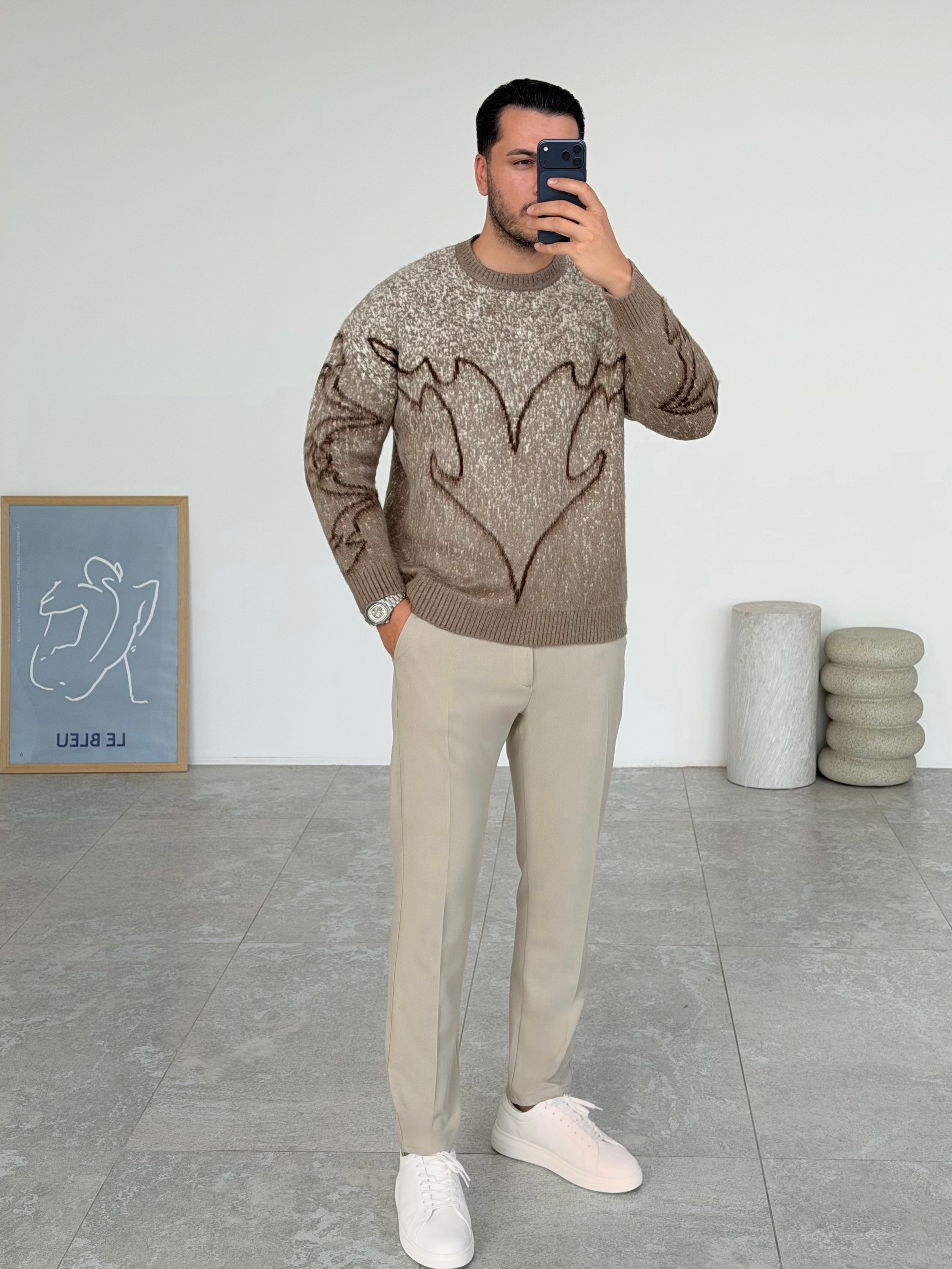 Pullover Yünlü Bej Kazak