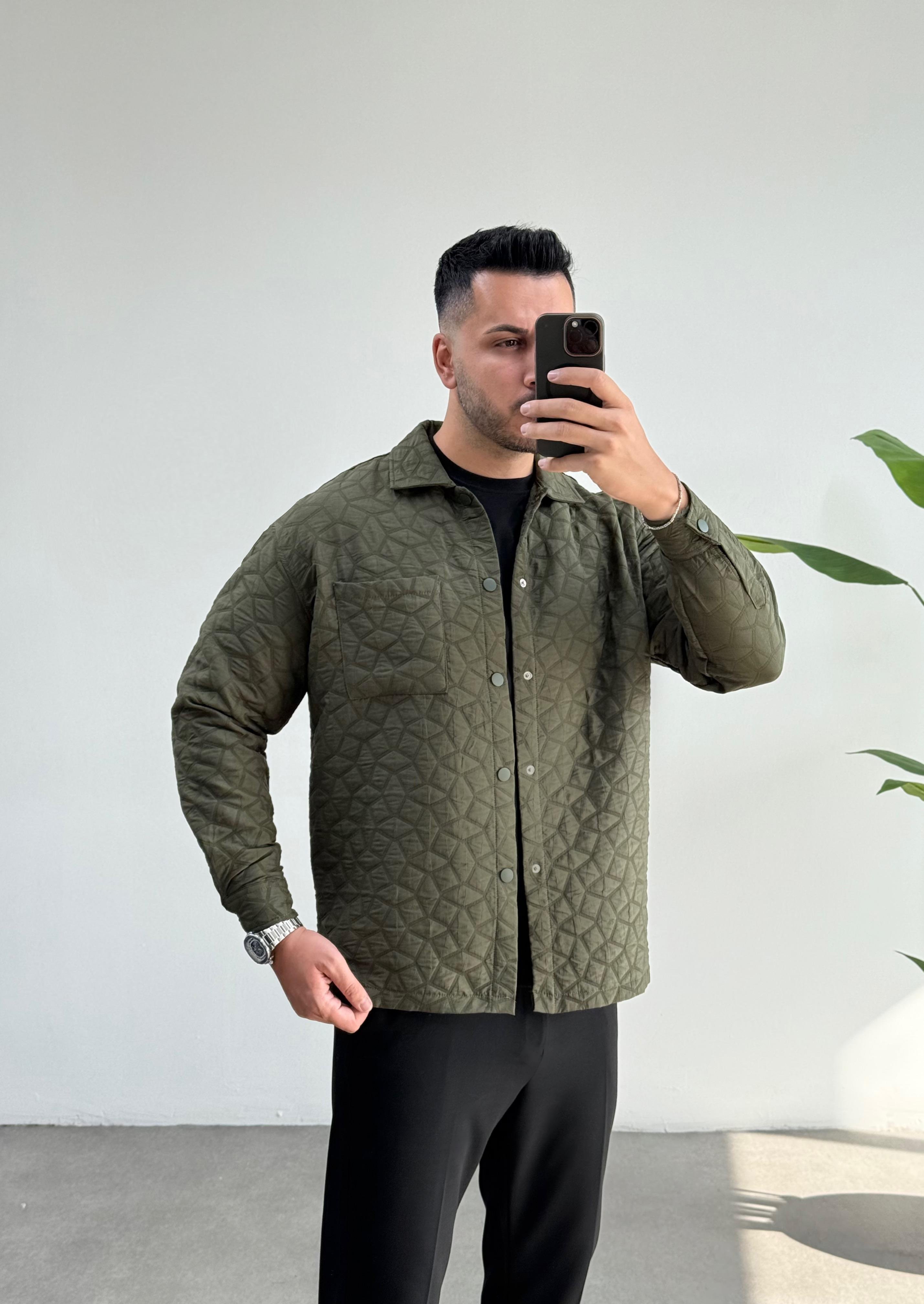 Quzu Kapitone Haki Oversize Gömlek 