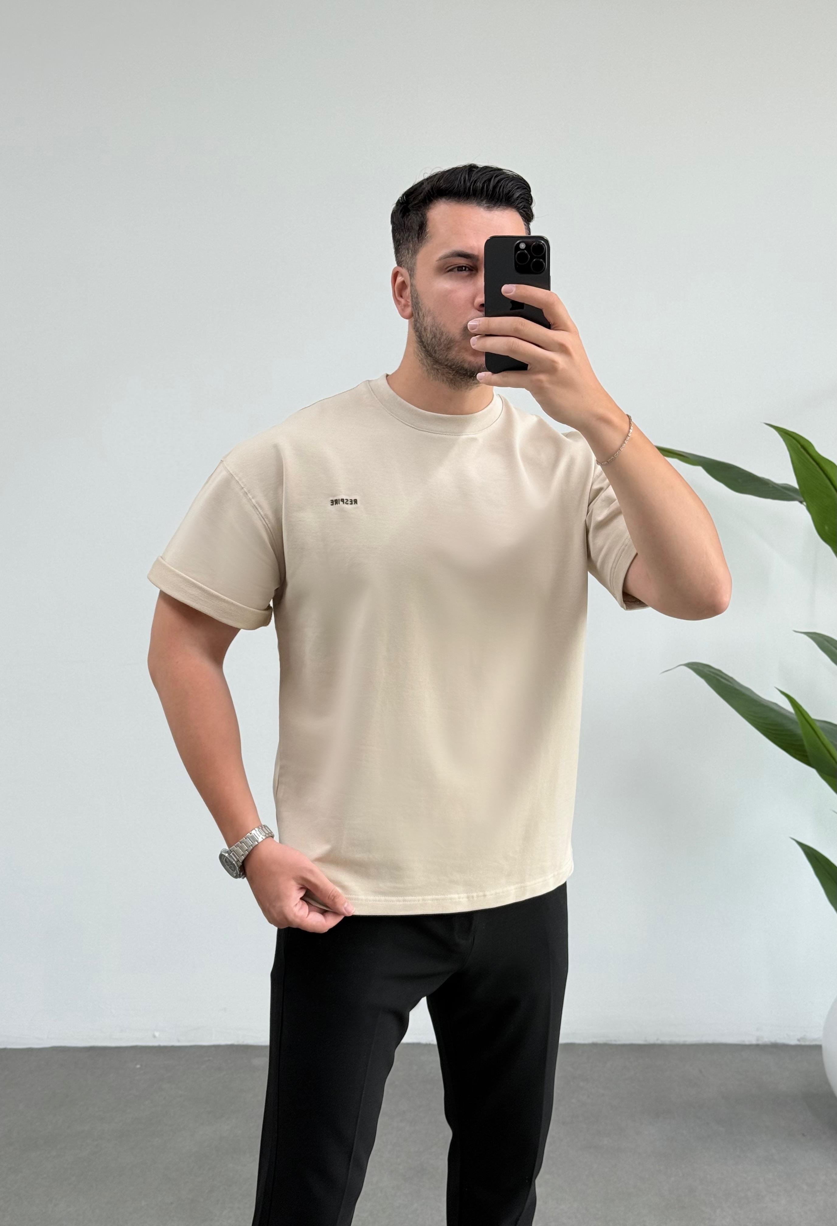 Respire Bej Oversize Tişört 