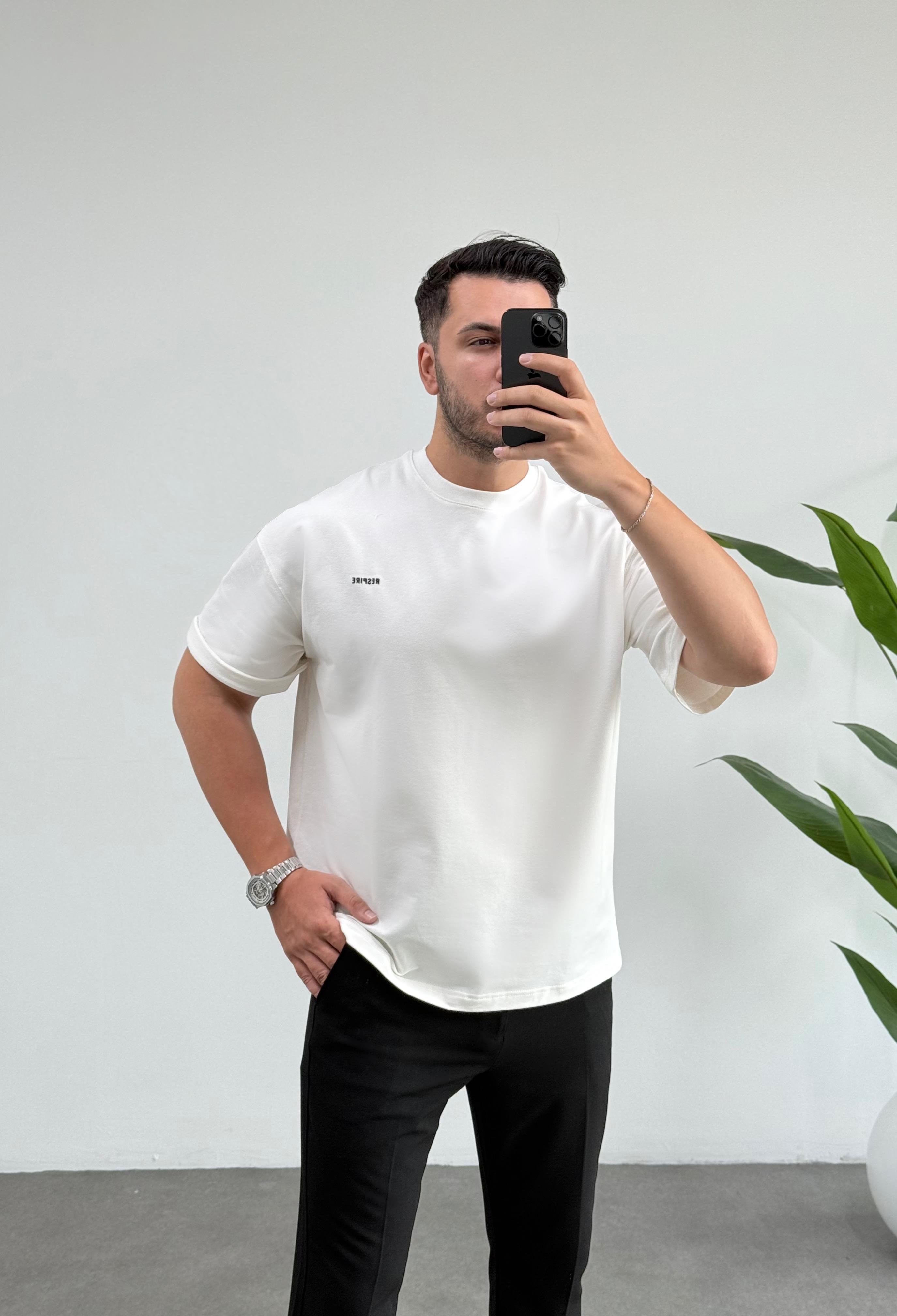 Respire Beyaz Oversize Tişört 