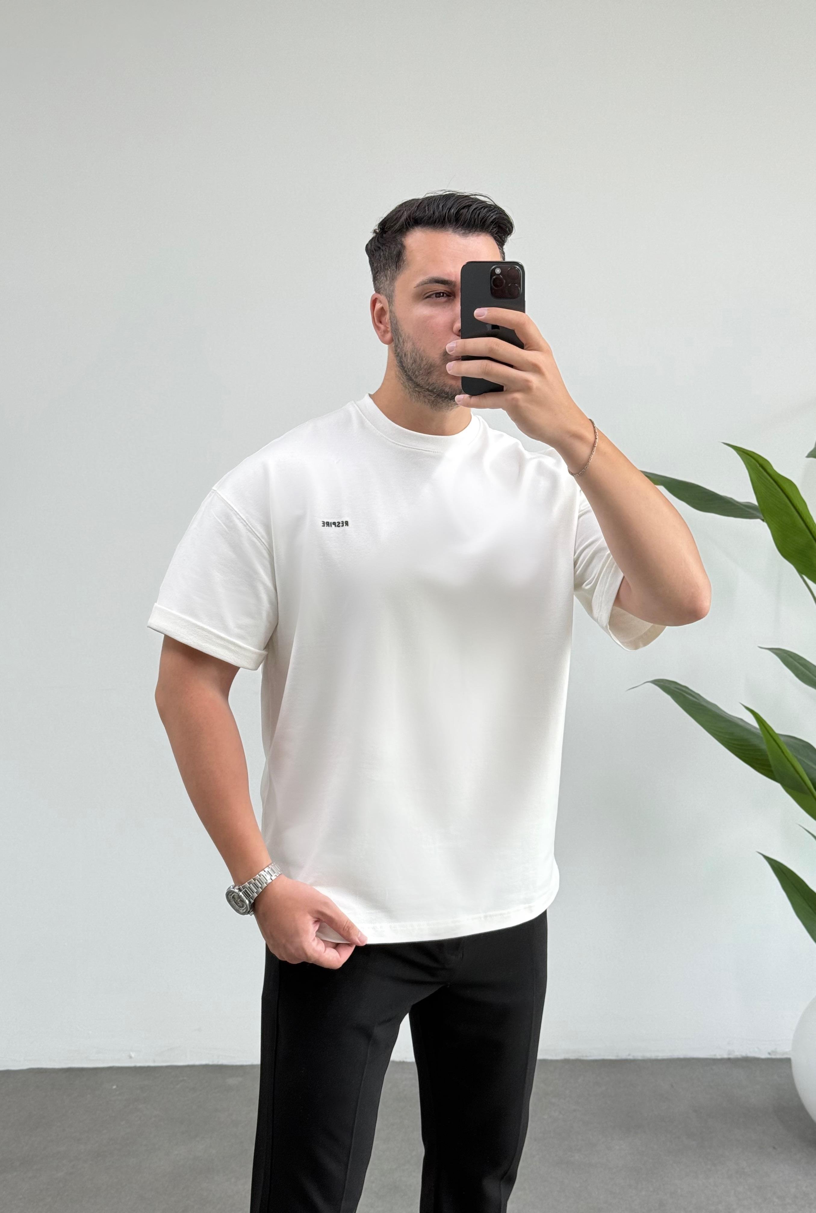 Respire Beyaz Oversize Tişört 