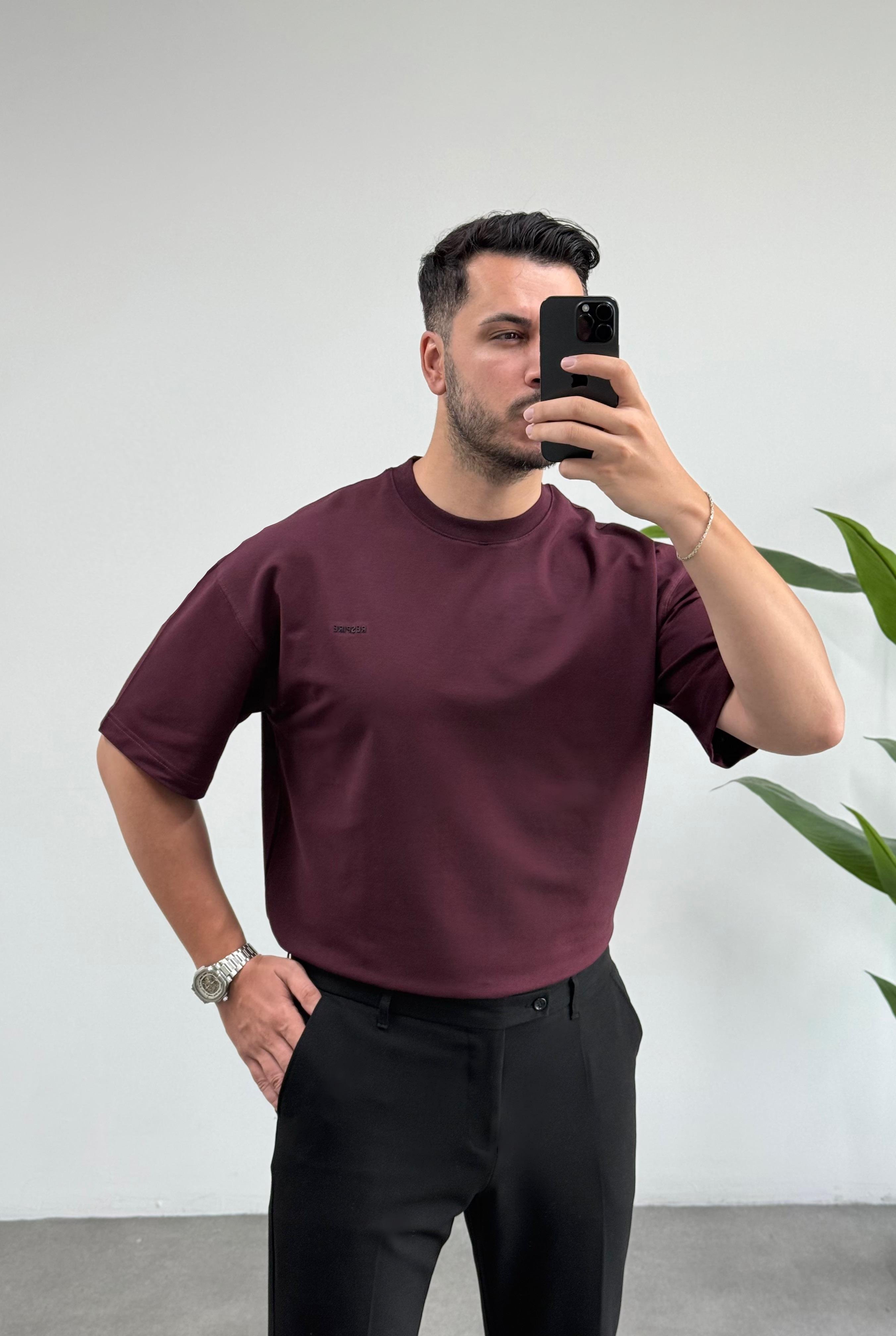 Respire Bordo Oversize Tişört 