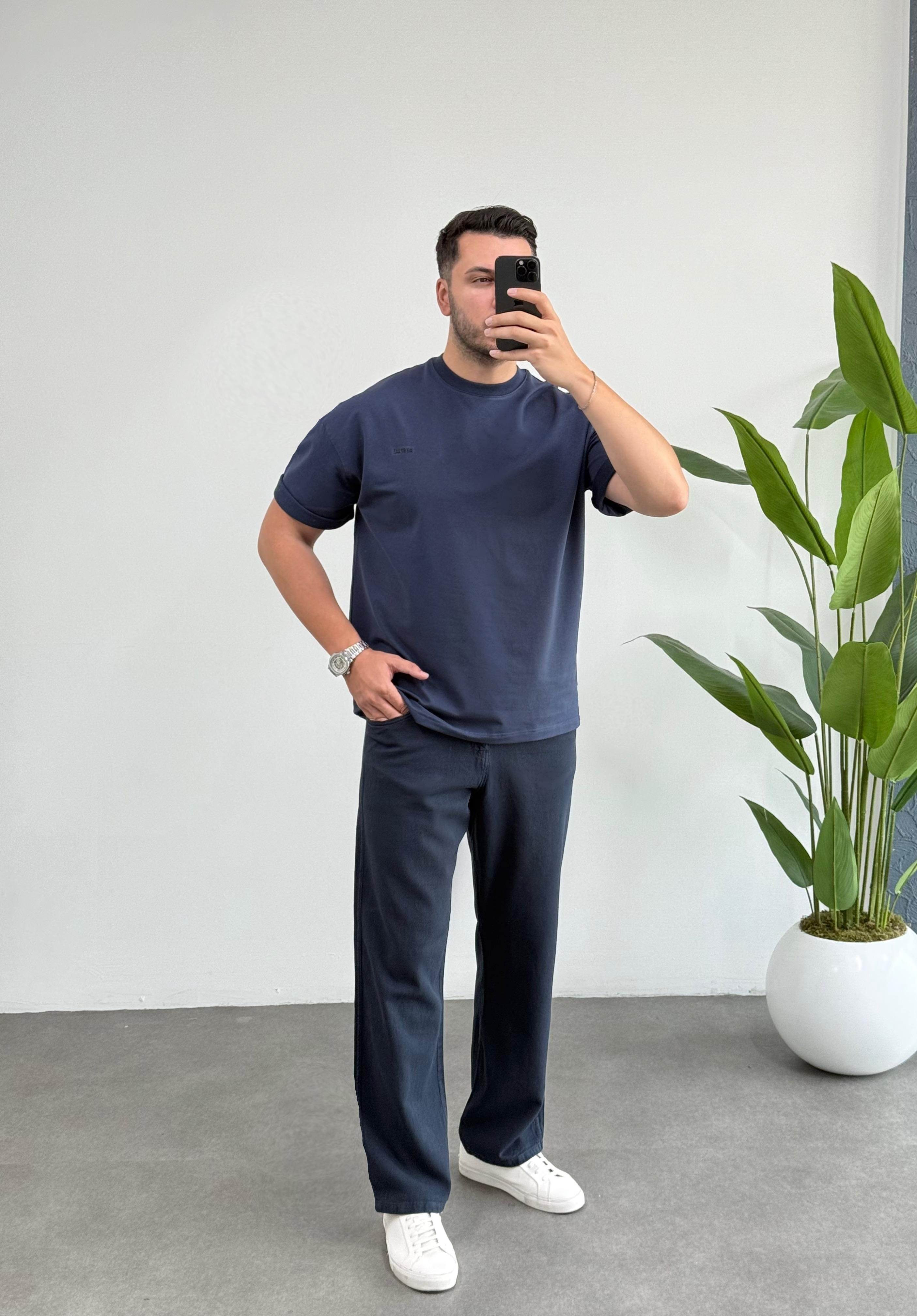 Respire Lacivert Oversize Tişört