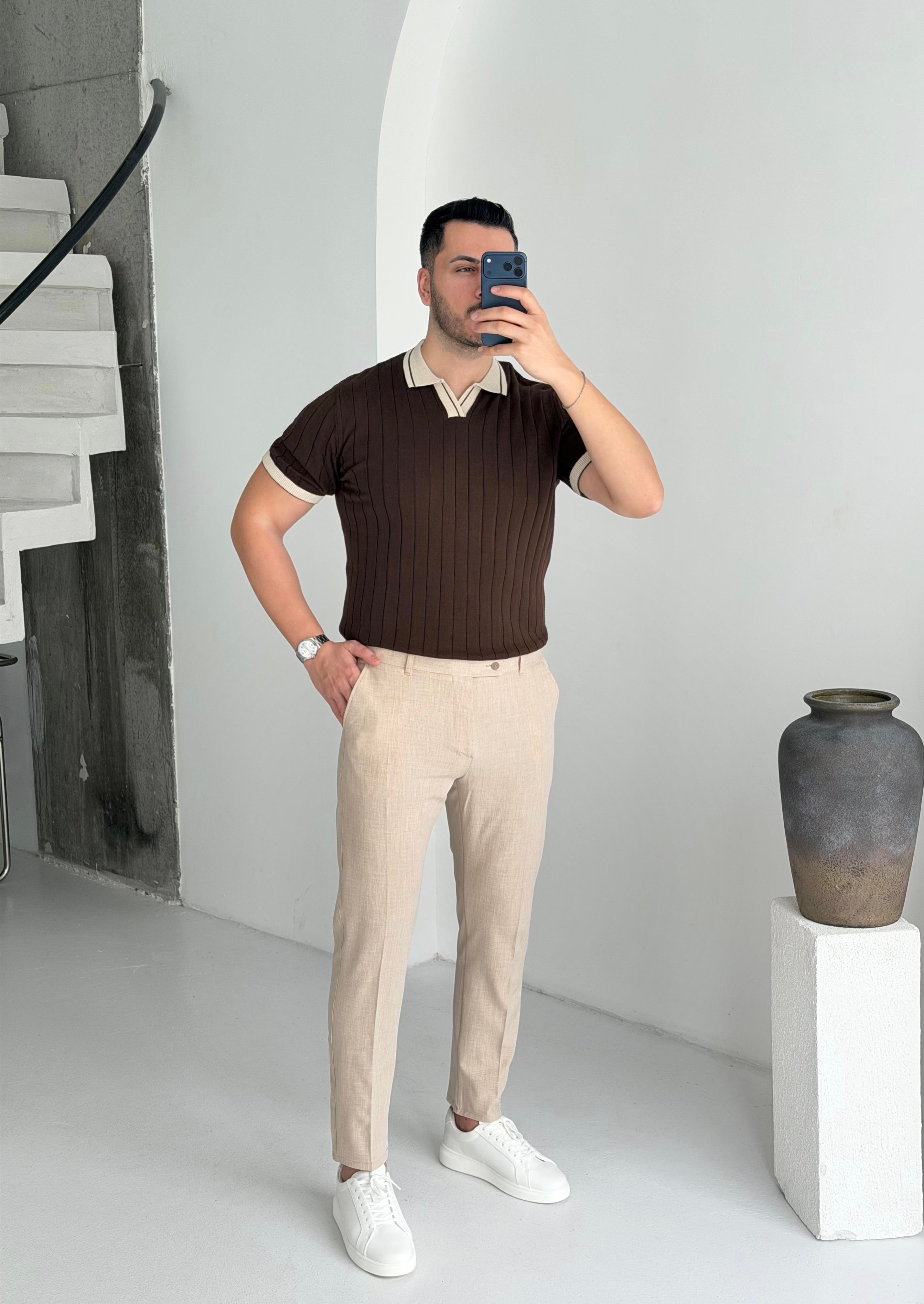 Riviera Kahve Dokulu Tişört