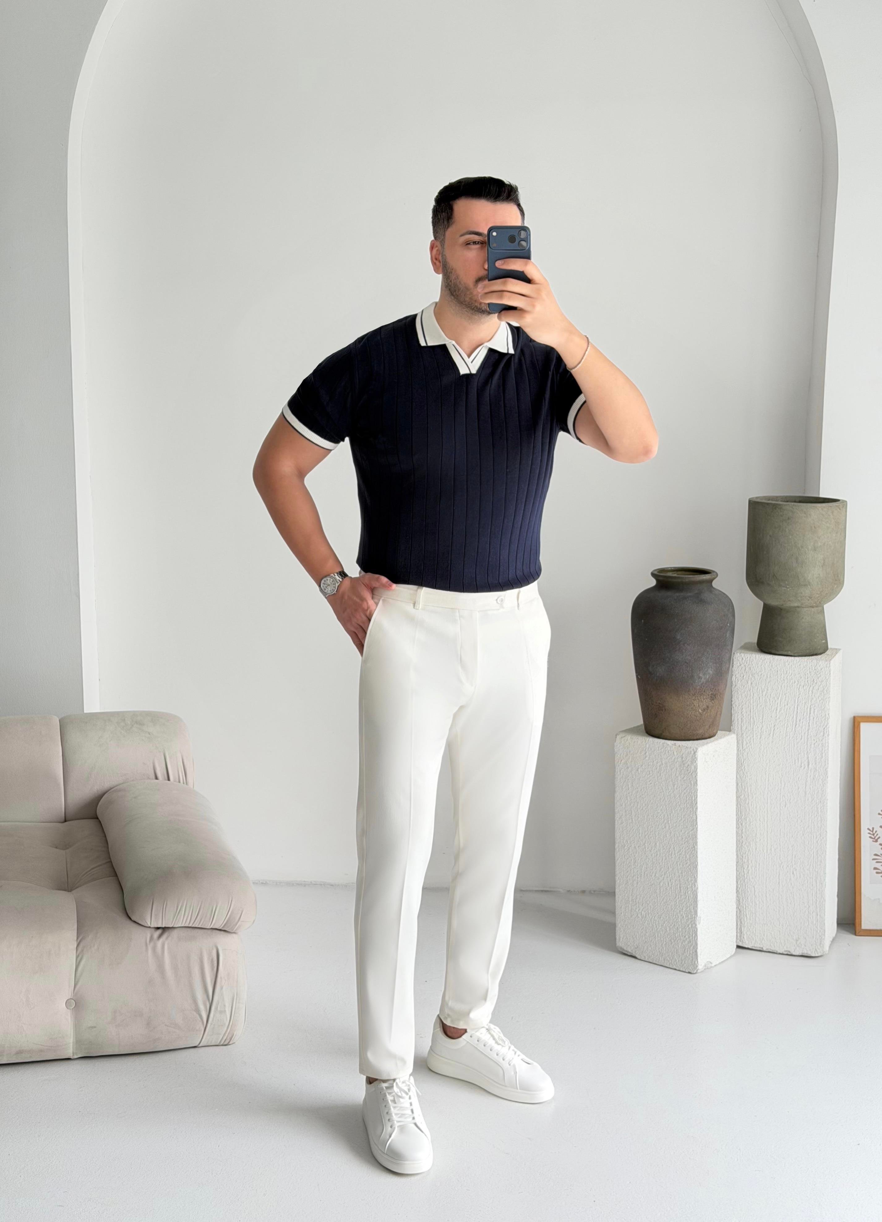 Riviera Lacivert Dokulu Tişört