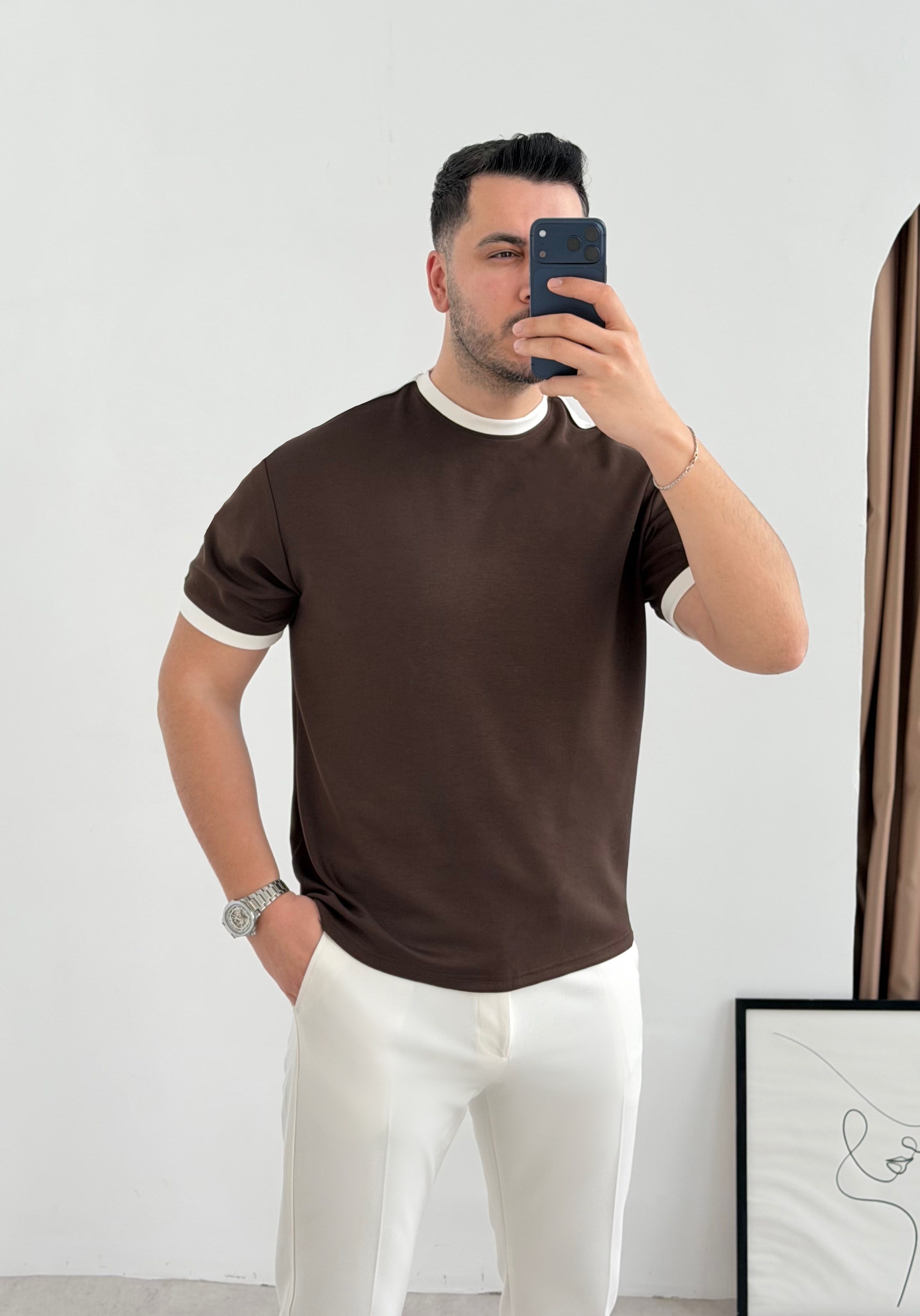 Şerit Detay Oysho Kahve Oversize Tişört
