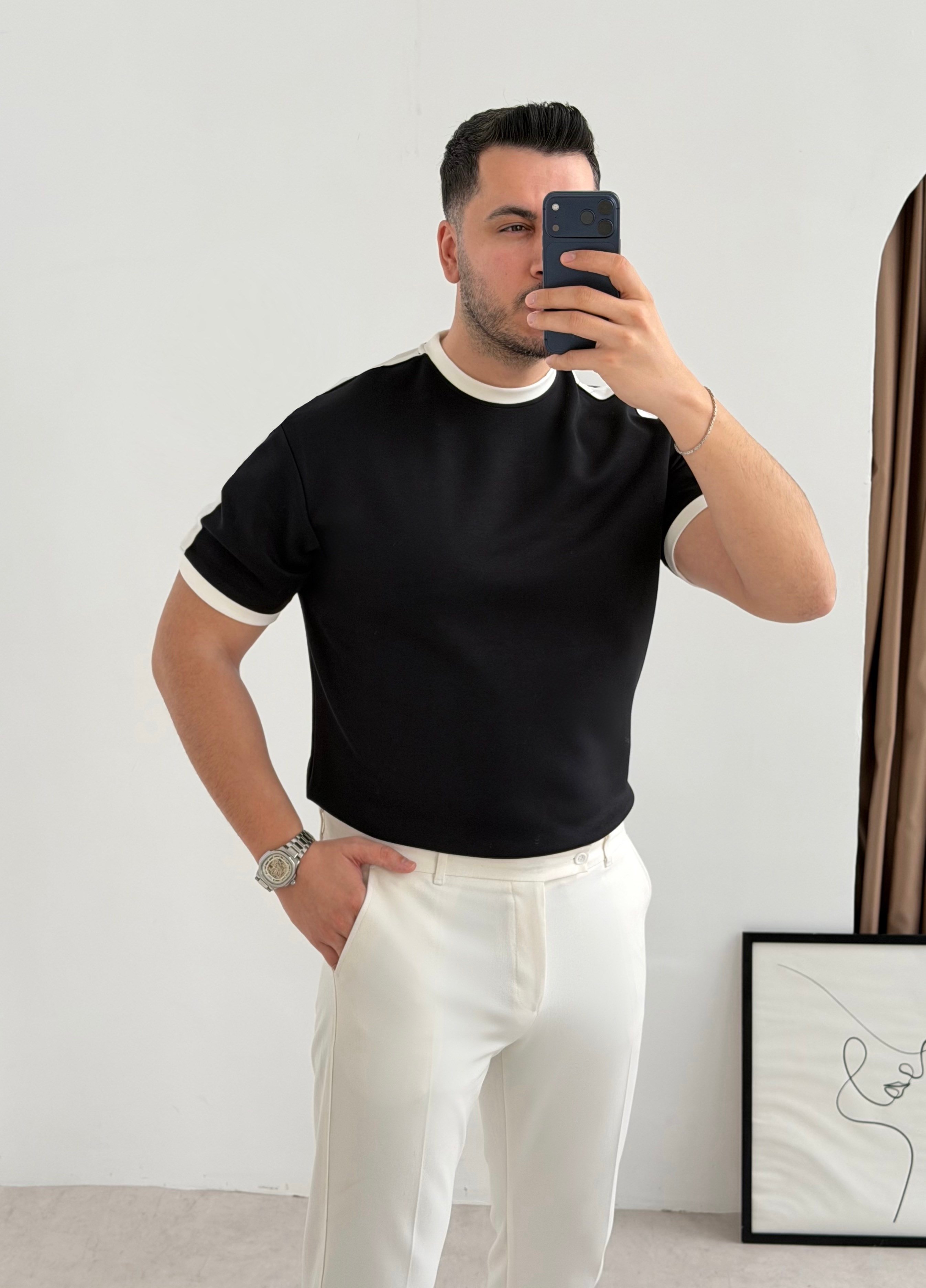 Şerit Detay Oysho Siyah Tişört