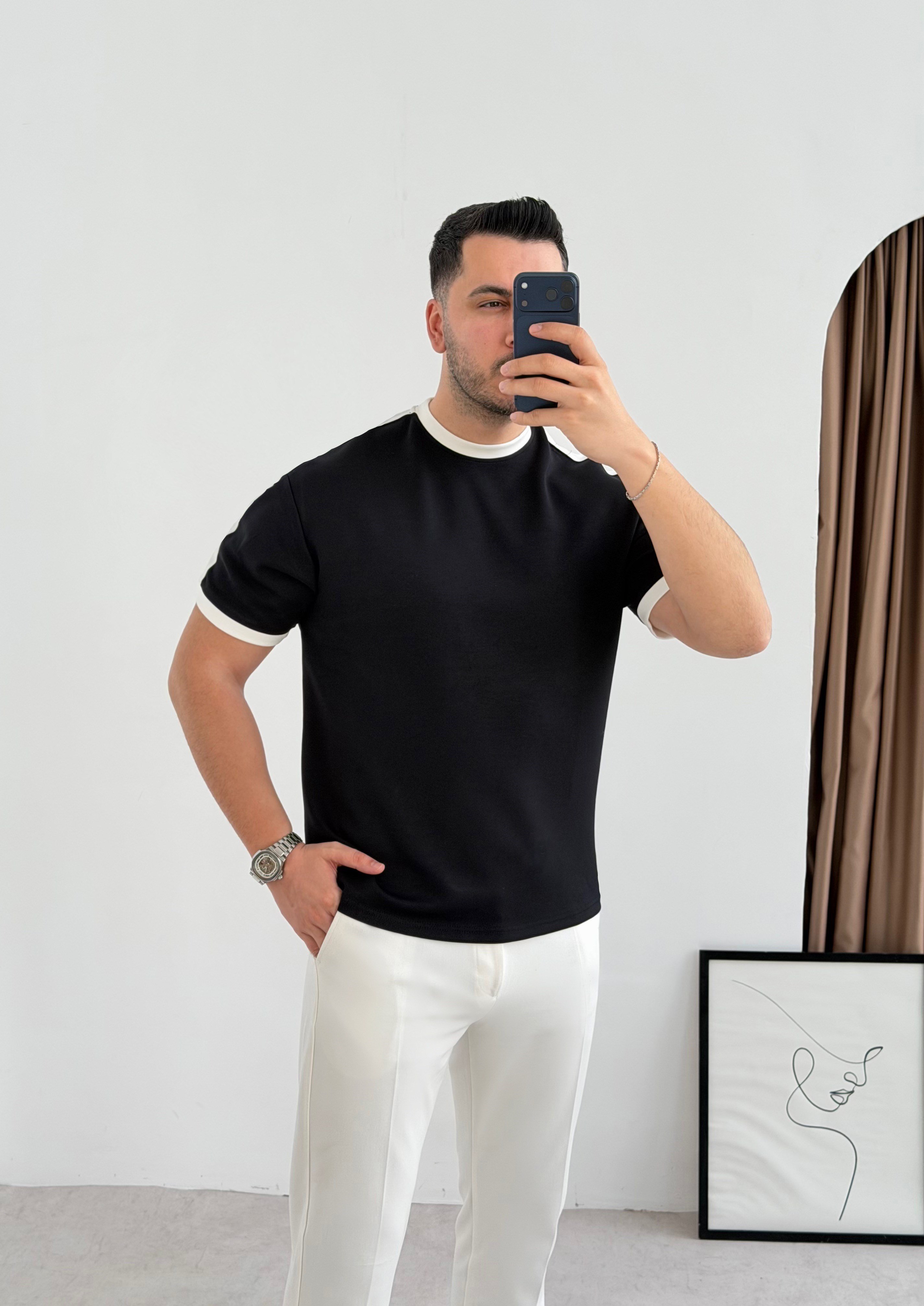 Şerit Detay Oysho Siyah Tişört