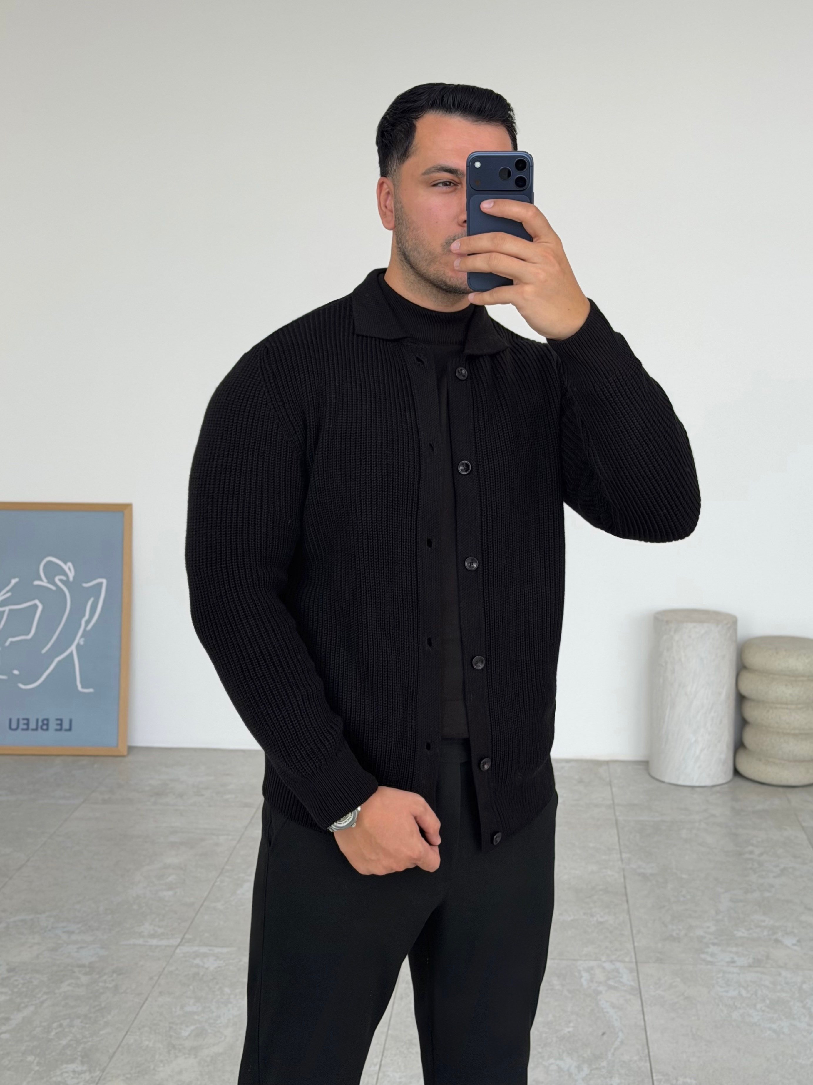 Seul Siyah Düğmeli Hırka