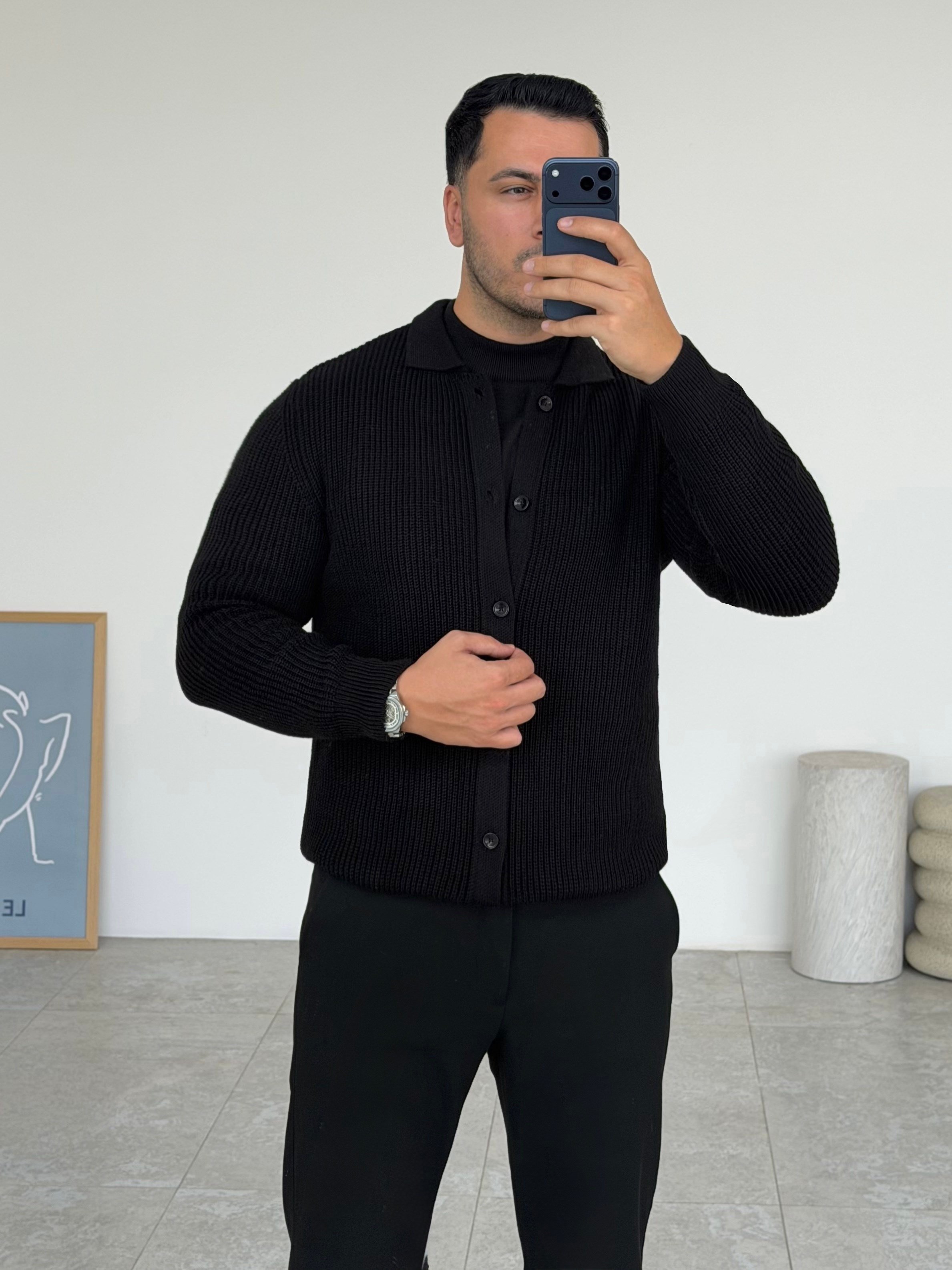 Seul Siyah Düğmeli Hırka