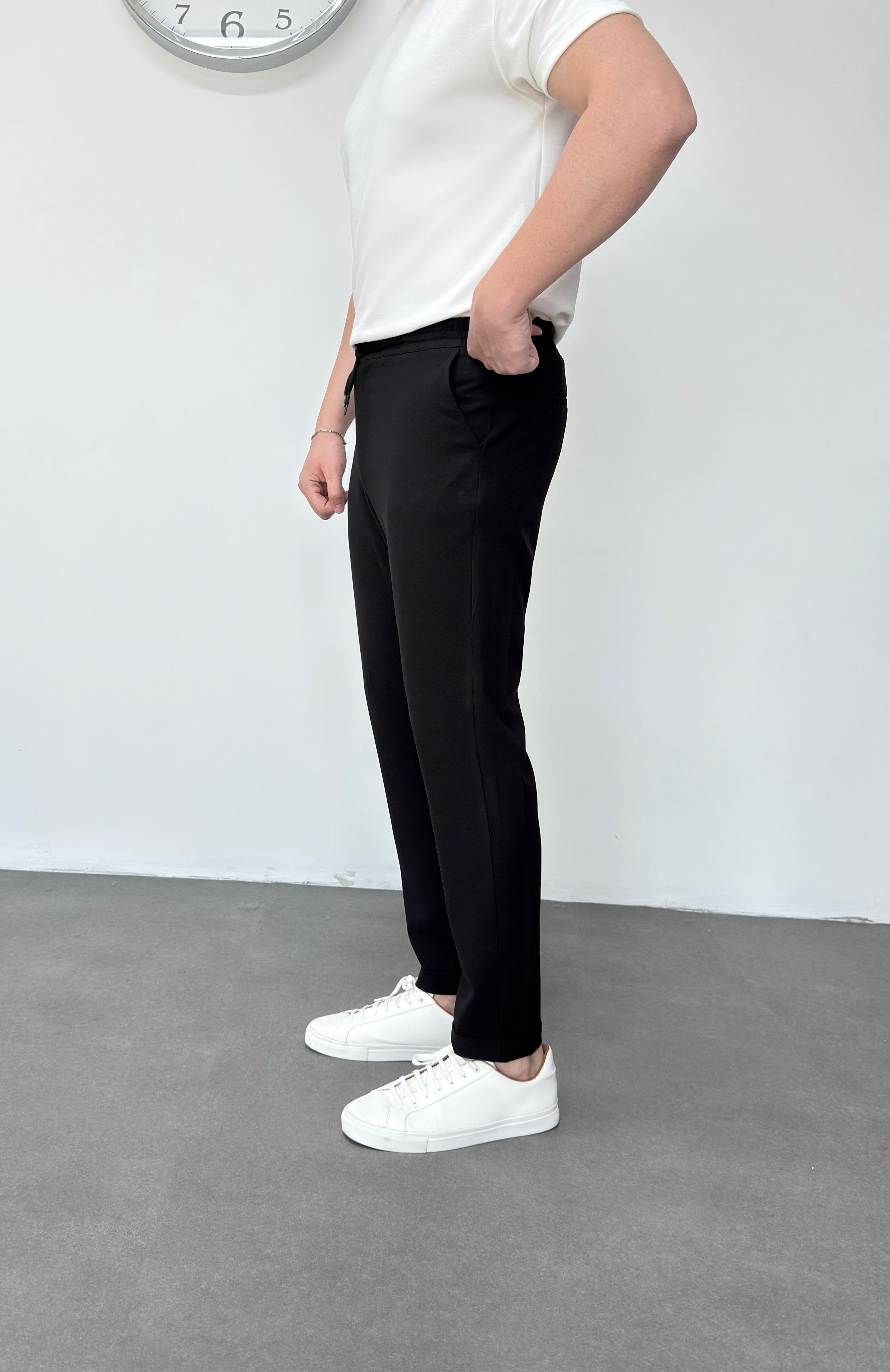 Siyah Duble Paça Jogger Pantolon 