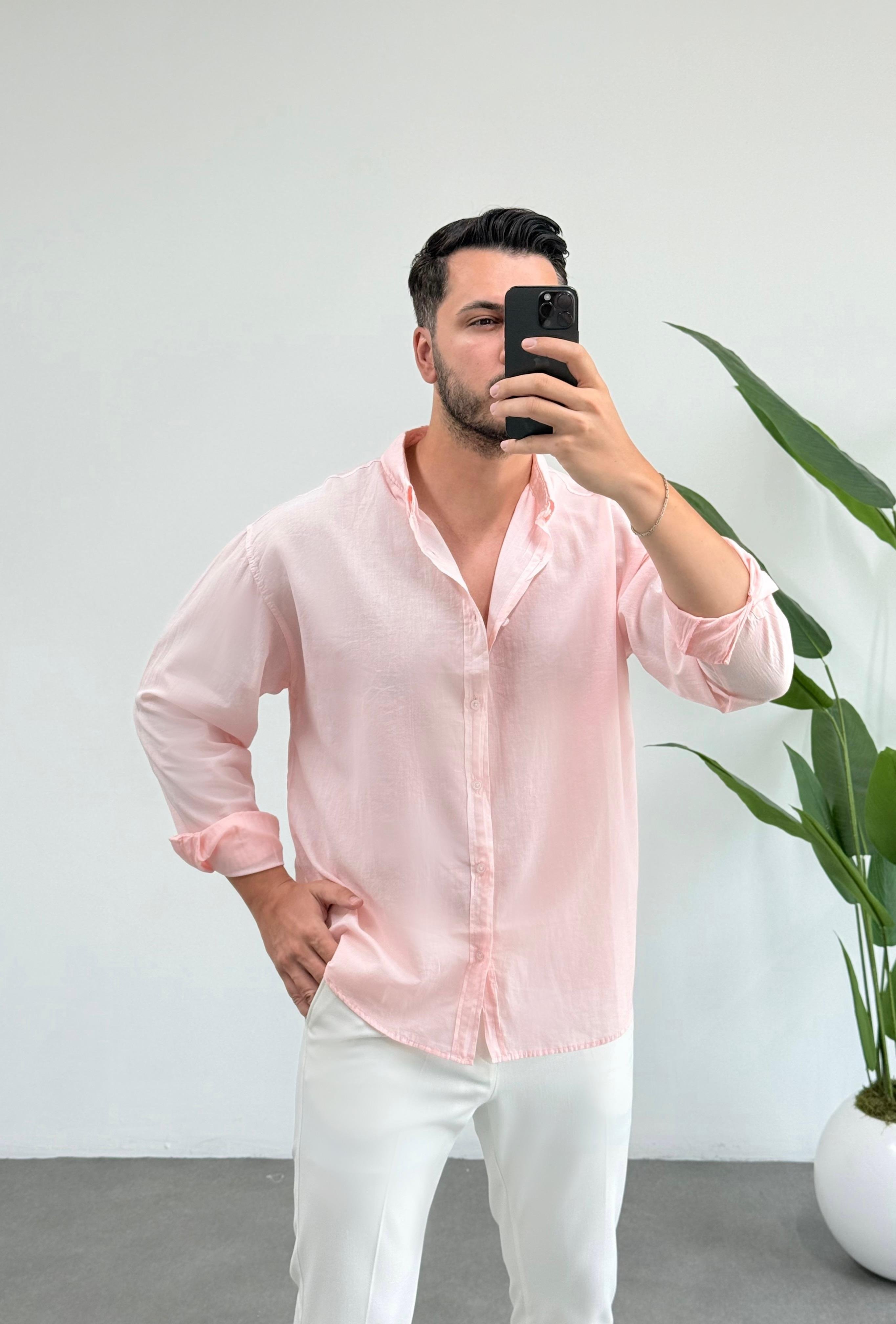 Soft %100 Pamuk Pudra Oversize Gömlek 