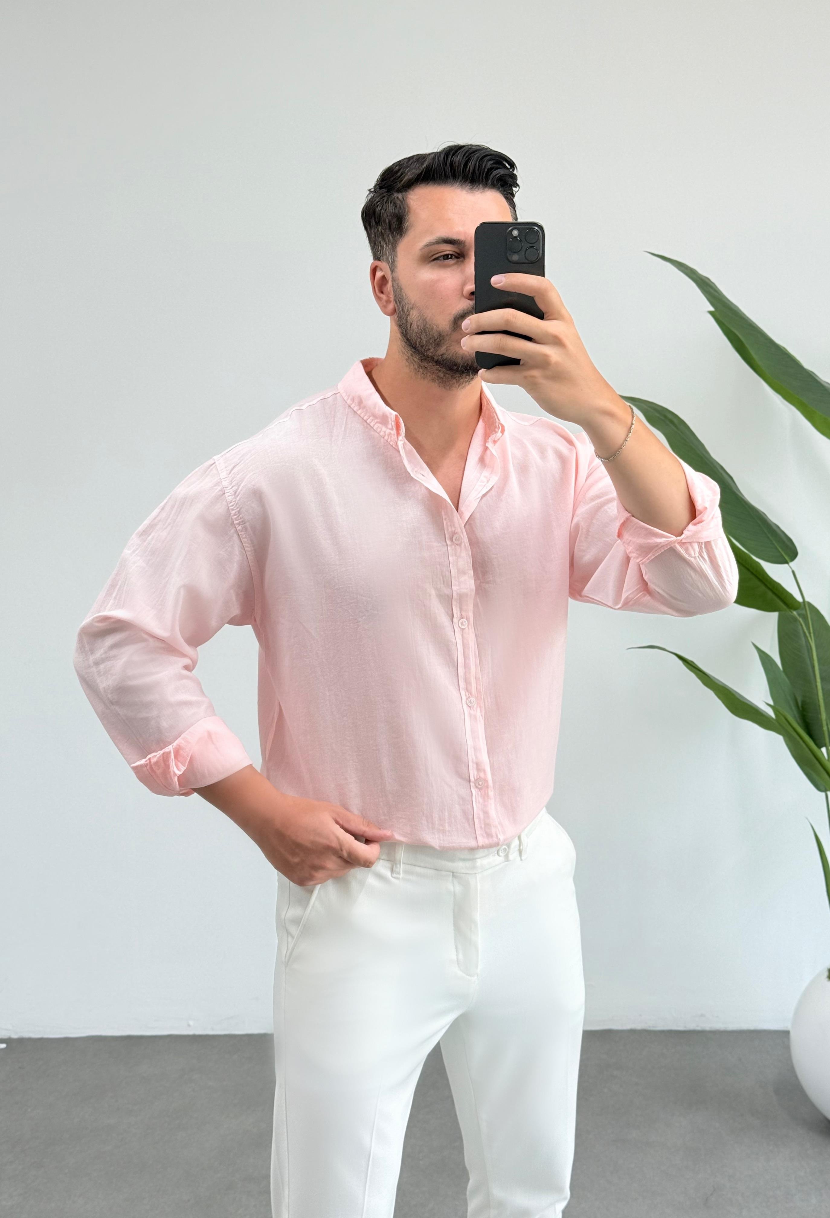 Soft %100 Pamuk Pudra Oversize Gömlek 