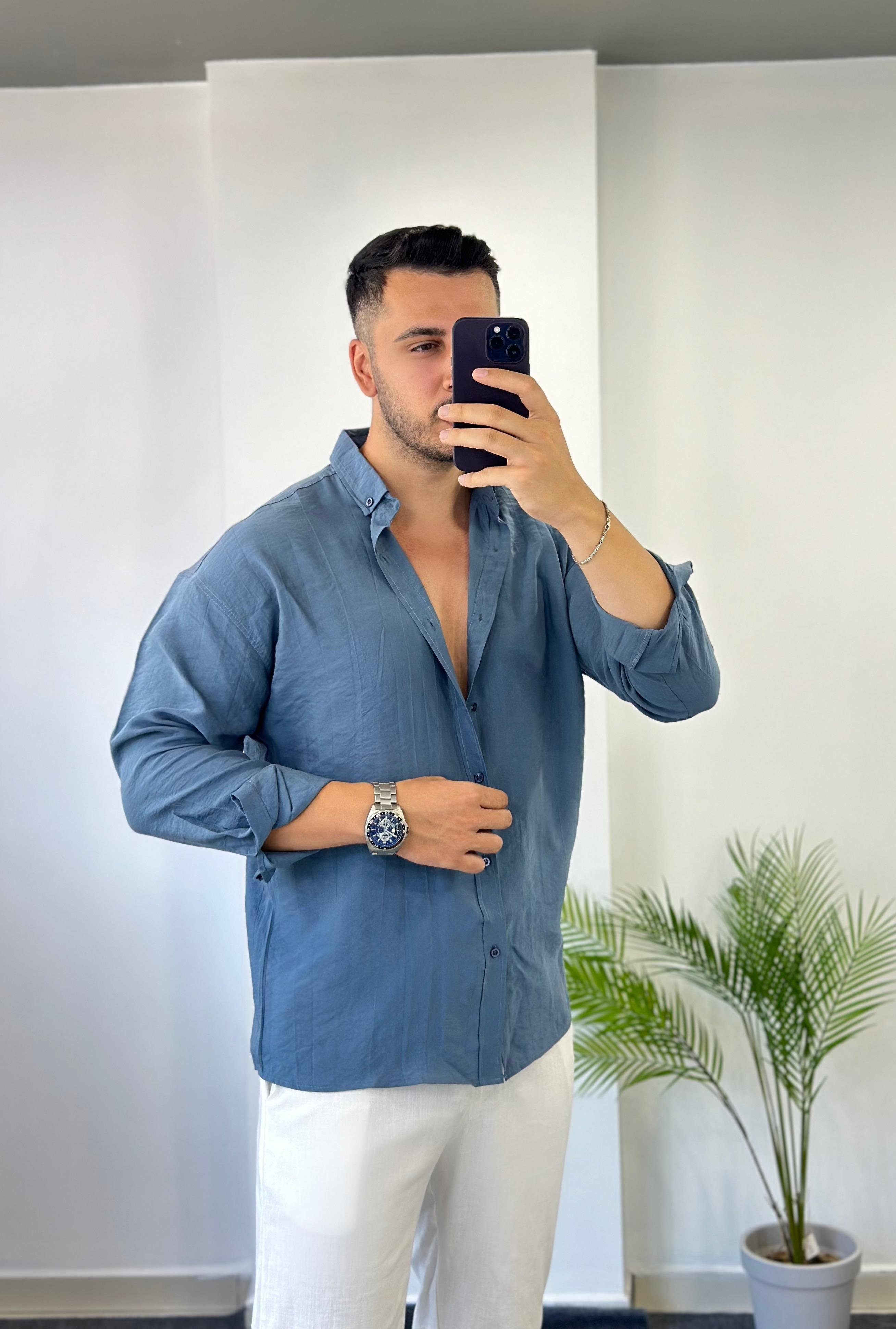 Tensel Vişne Oversize Keten Gömlek 