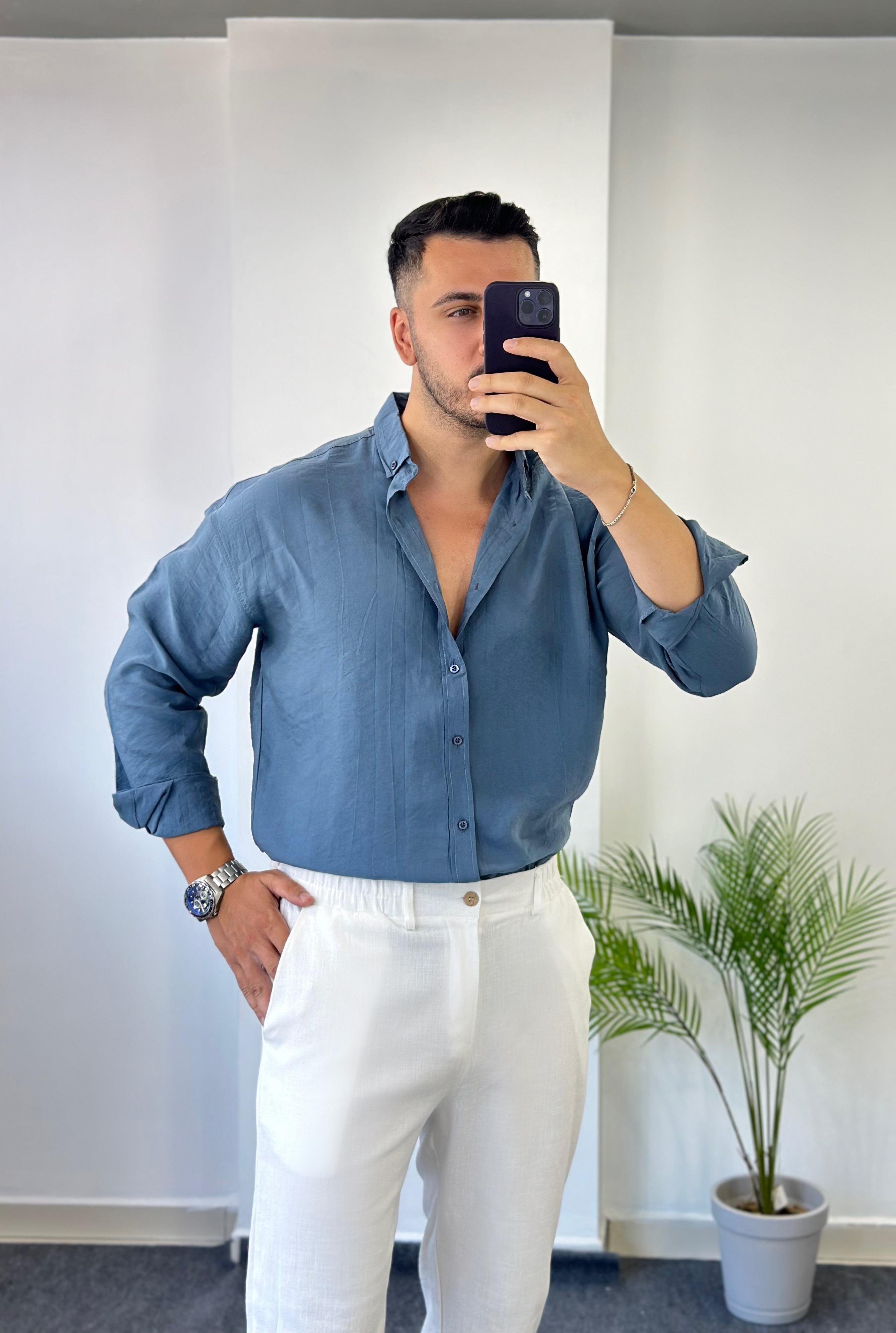 Tensel Vişne Oversize Keten Gömlek 