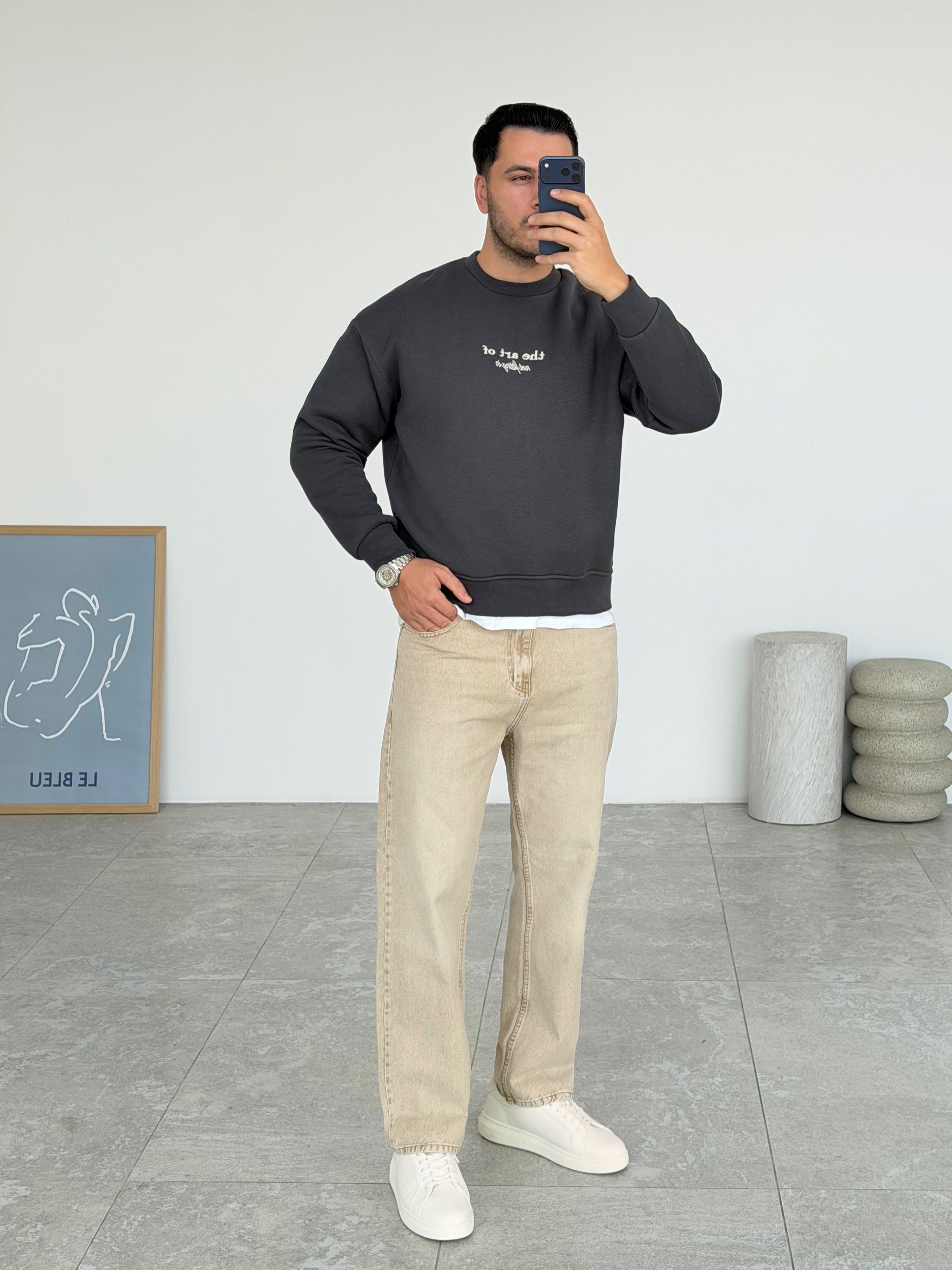 The Art Antrasit Şardonlu Sweatshirt