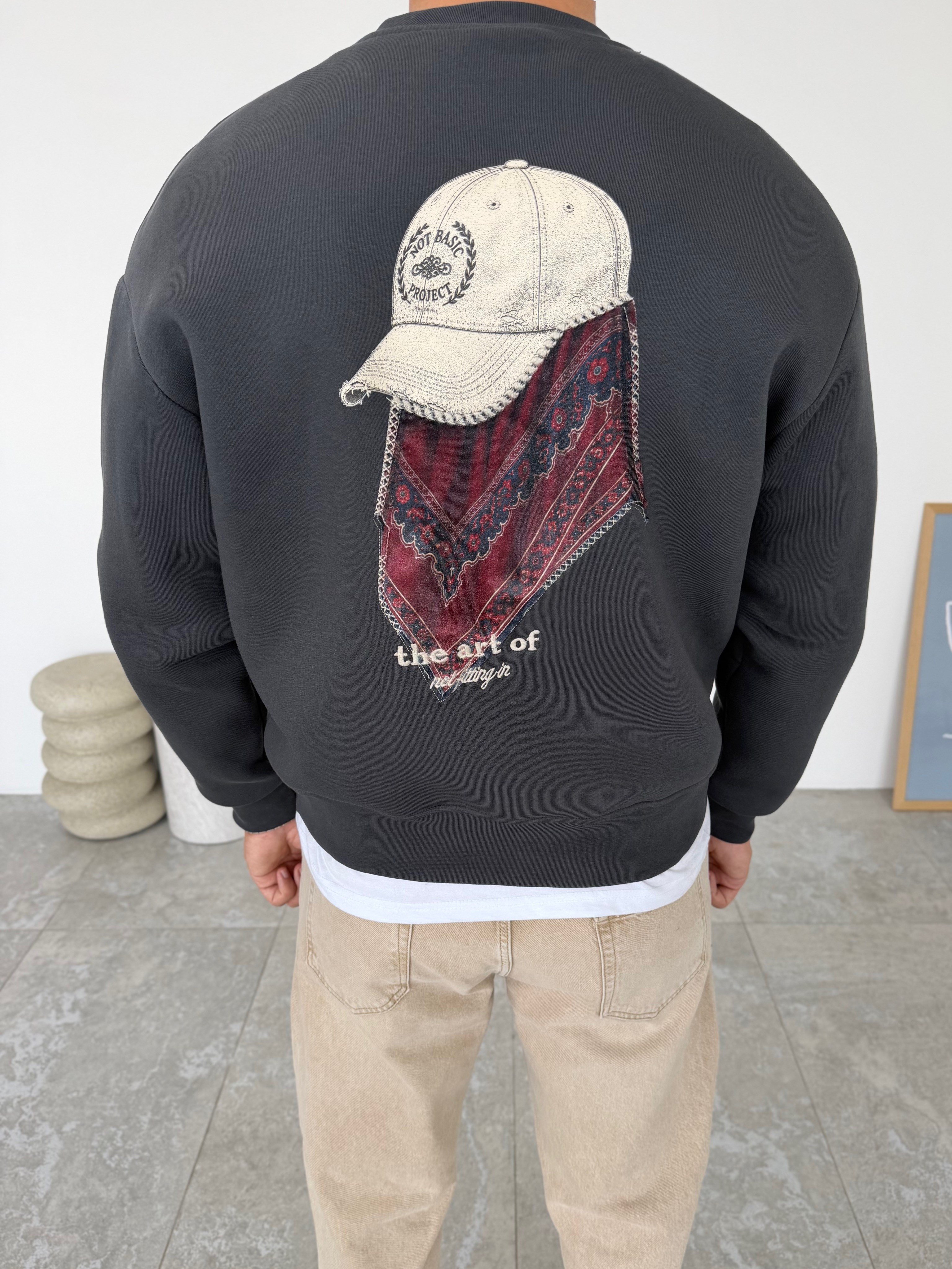 The Art Antrasit Şardonlu Sweatshirt