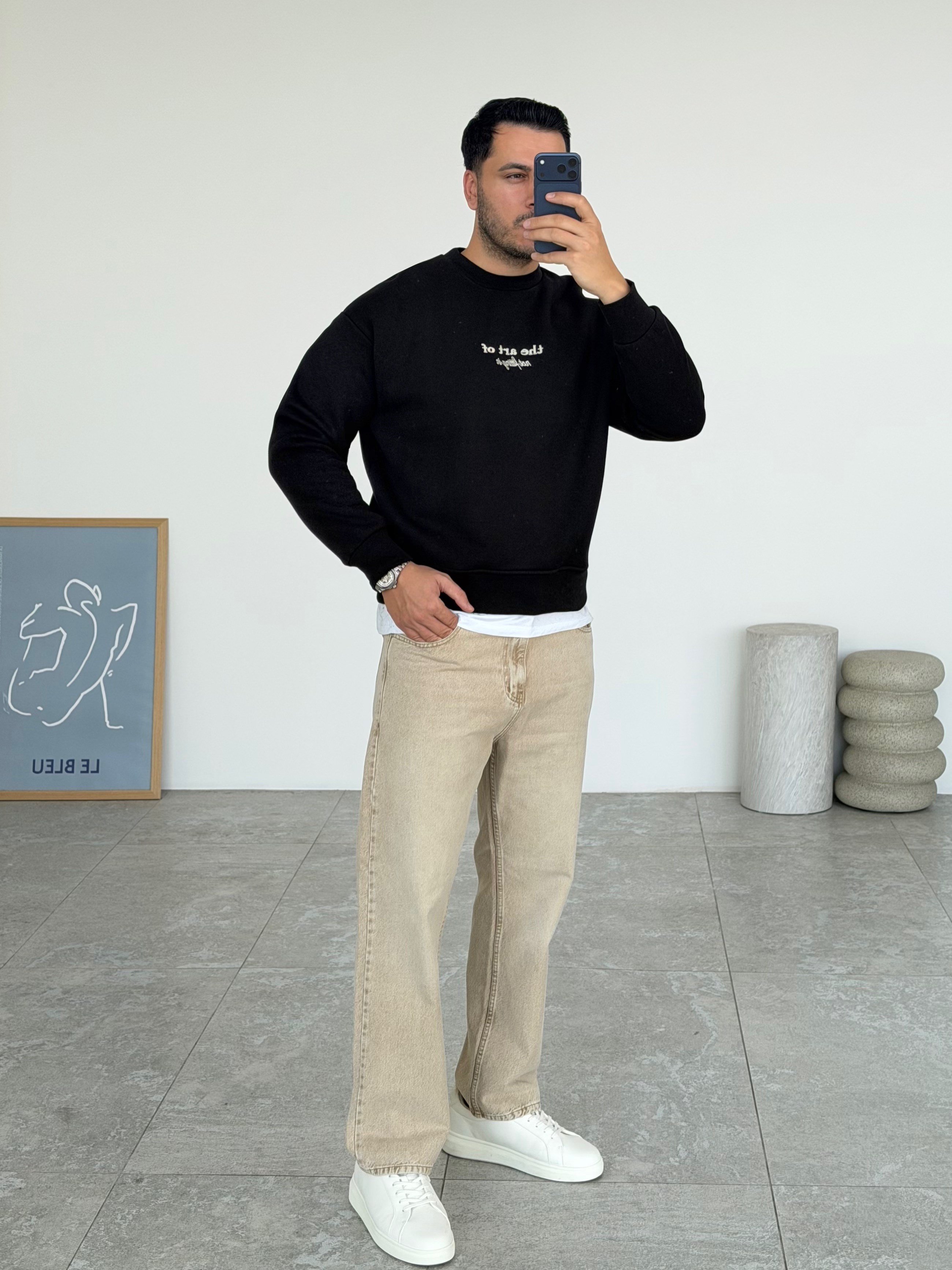 The Art Siyah Şardonlu Sweatshirt