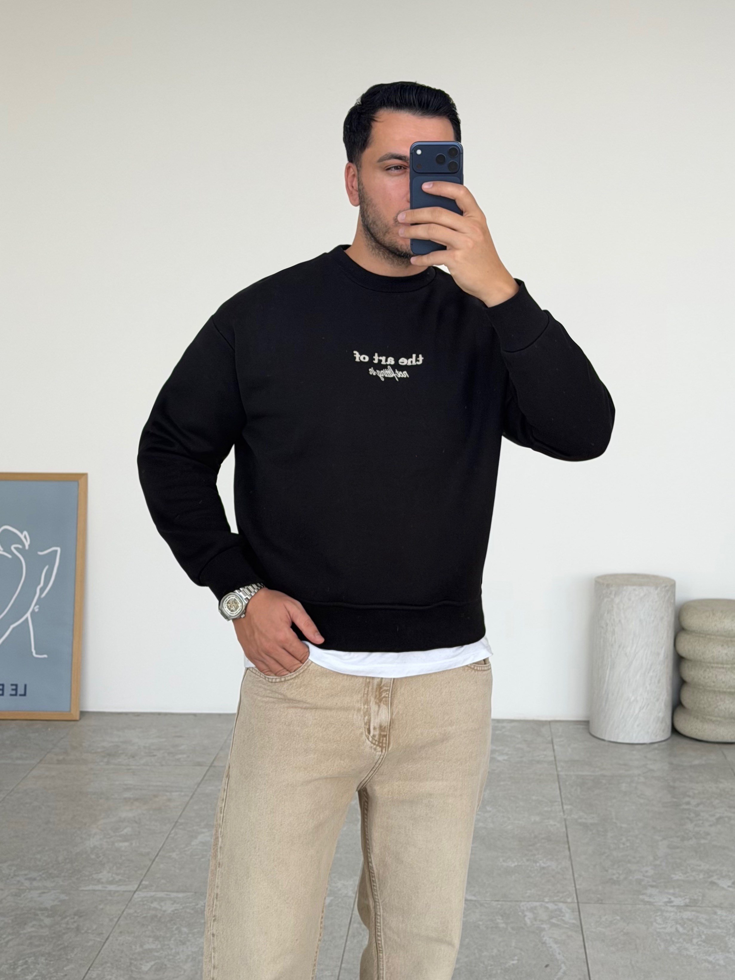The Art Siyah Şardonlu Sweatshirt