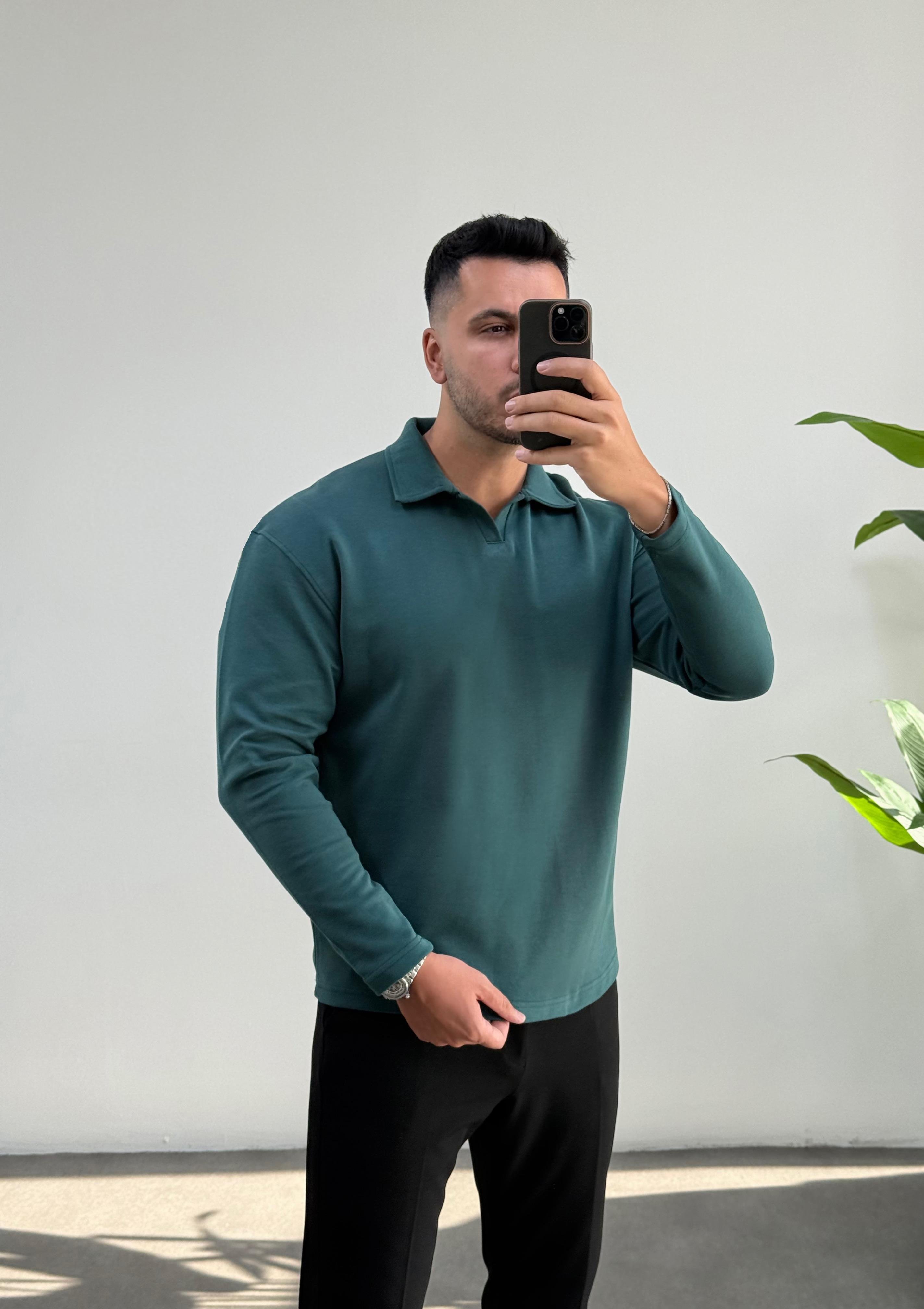 3401j Vector Zümrüt Polo Yaka Sweatshirt