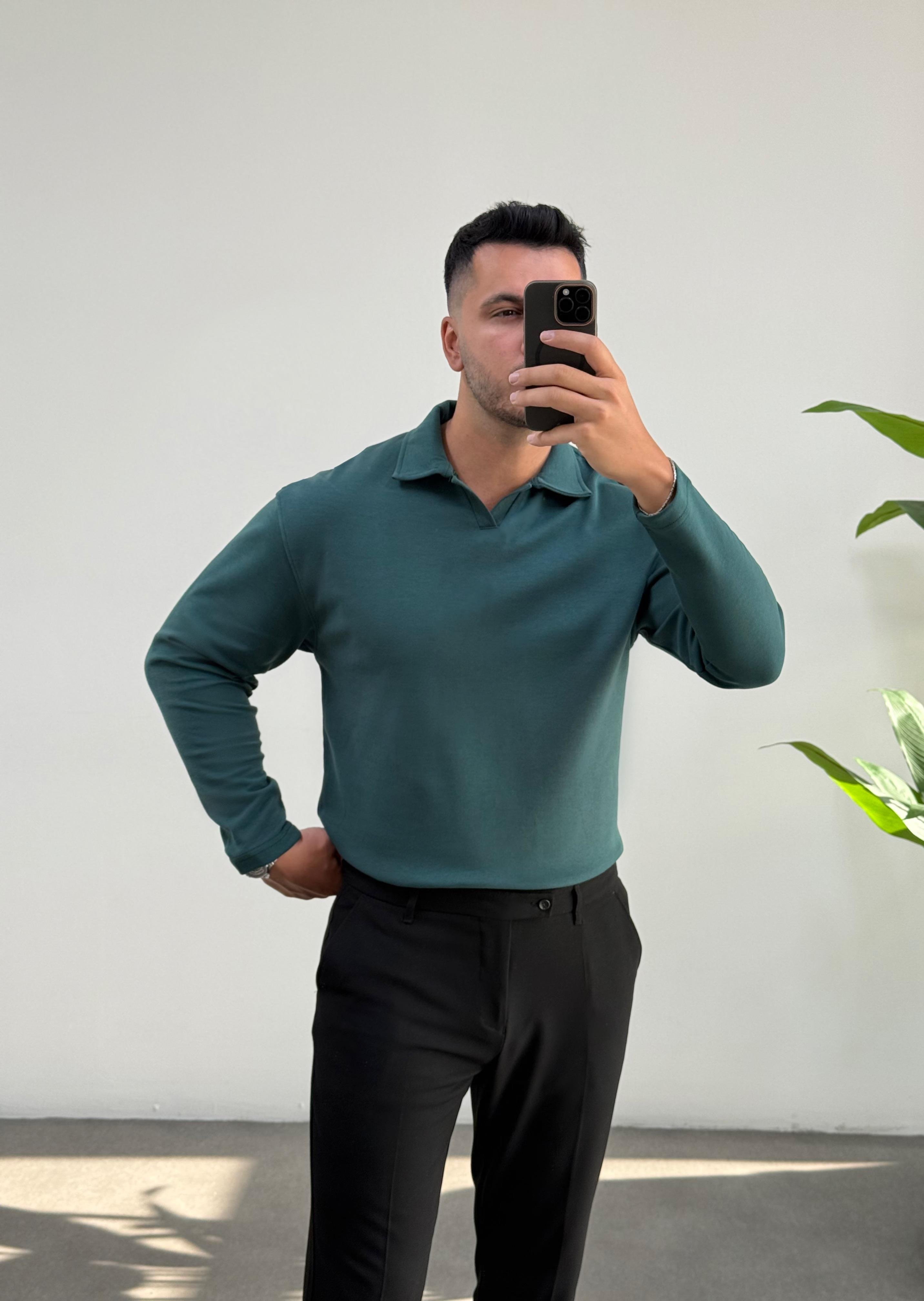 3401j Vector Zümrüt Polo Yaka Sweatshirt