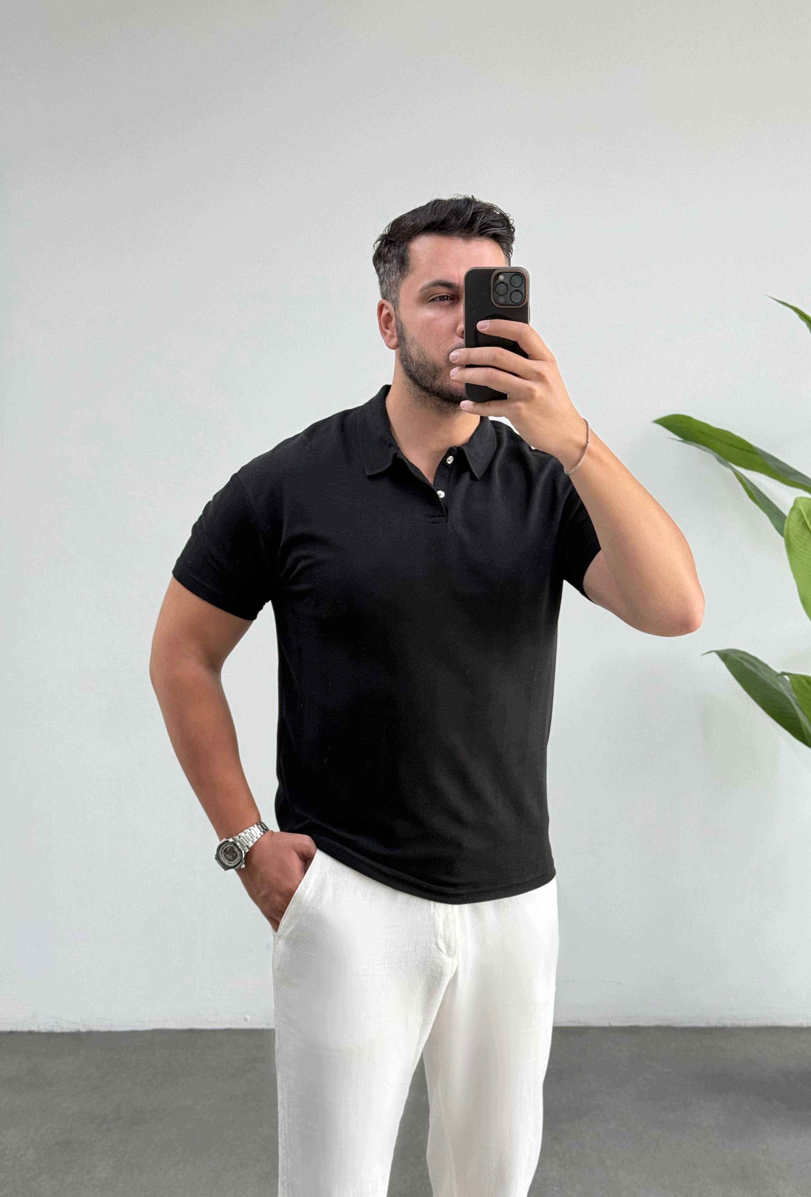 Vegas Siyah Örme Tişört 