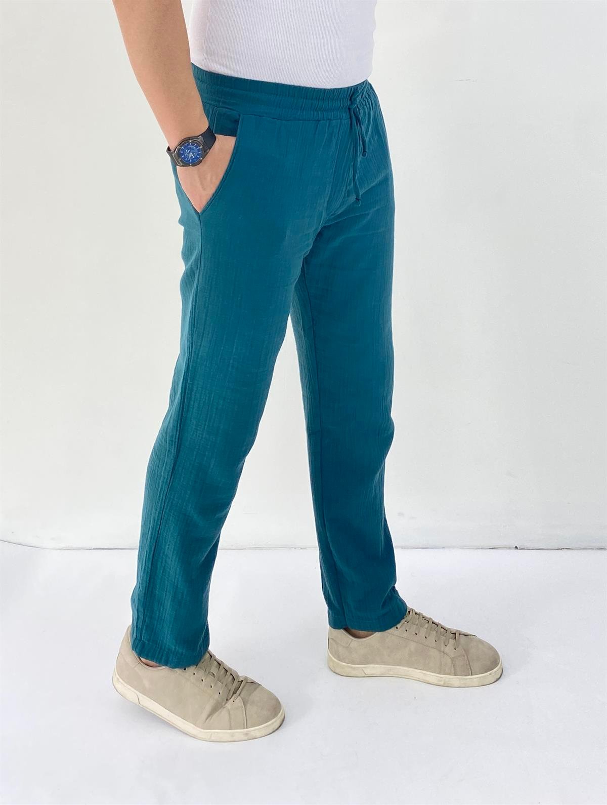 Yeşil Müslin Baggy Pantolon 
