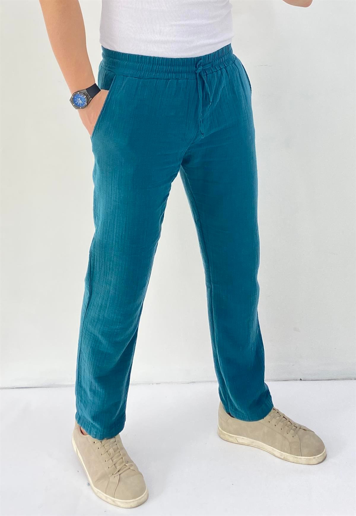 Yeşil Müslin Baggy Pantolon 