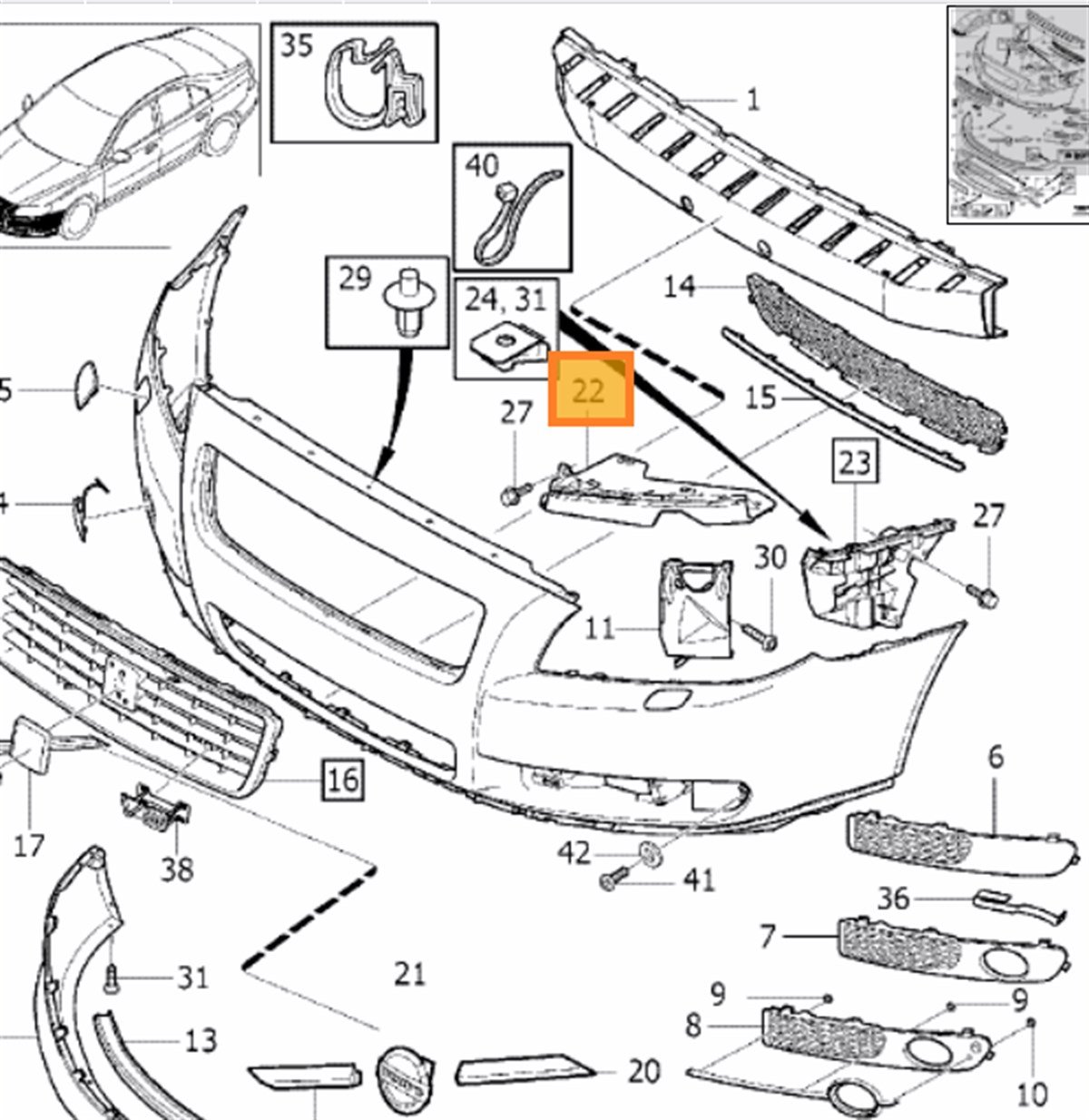 ÖN TAMPON FAR BRAKETİ SAĞ S80/V70/XC70 