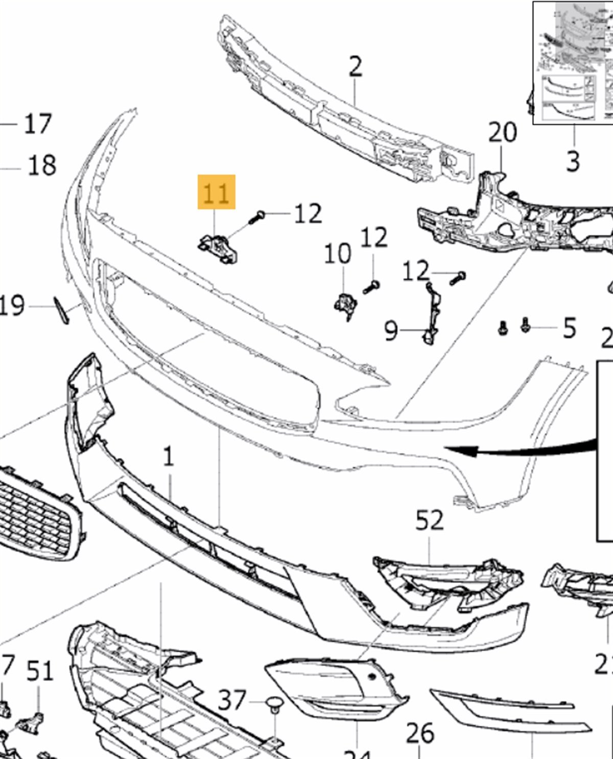 TAMPON BRAKETİ ÖN (MERKEZ) S90/V90 2017