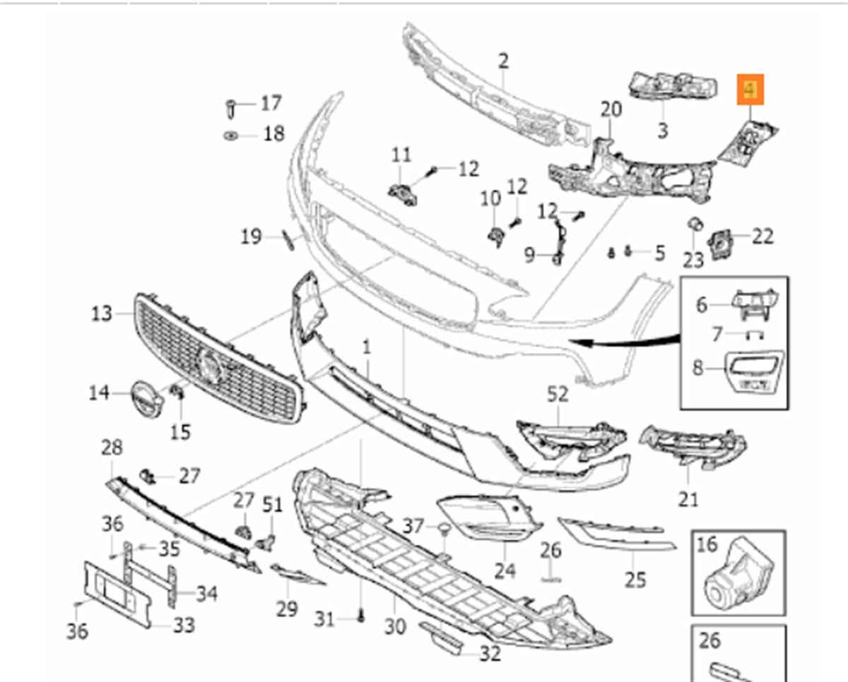 TAMPON BRAKETİ ÖN SOL S90/V90 2017-