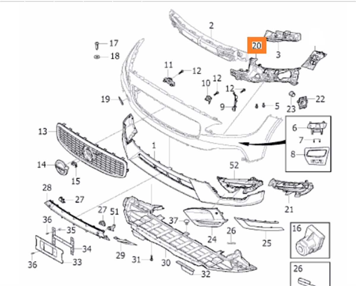 TAMPON ÖN FAR BRAKETİ SAĞ S90/V90 2017-