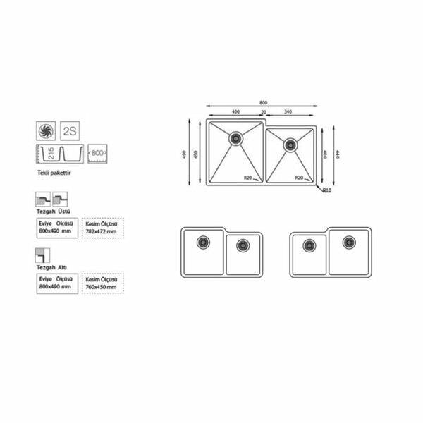Ukınox Evye Me 400.60.40 U5pr.Gt Polısajlı Küçük Göz Sagda 119.0175.E829