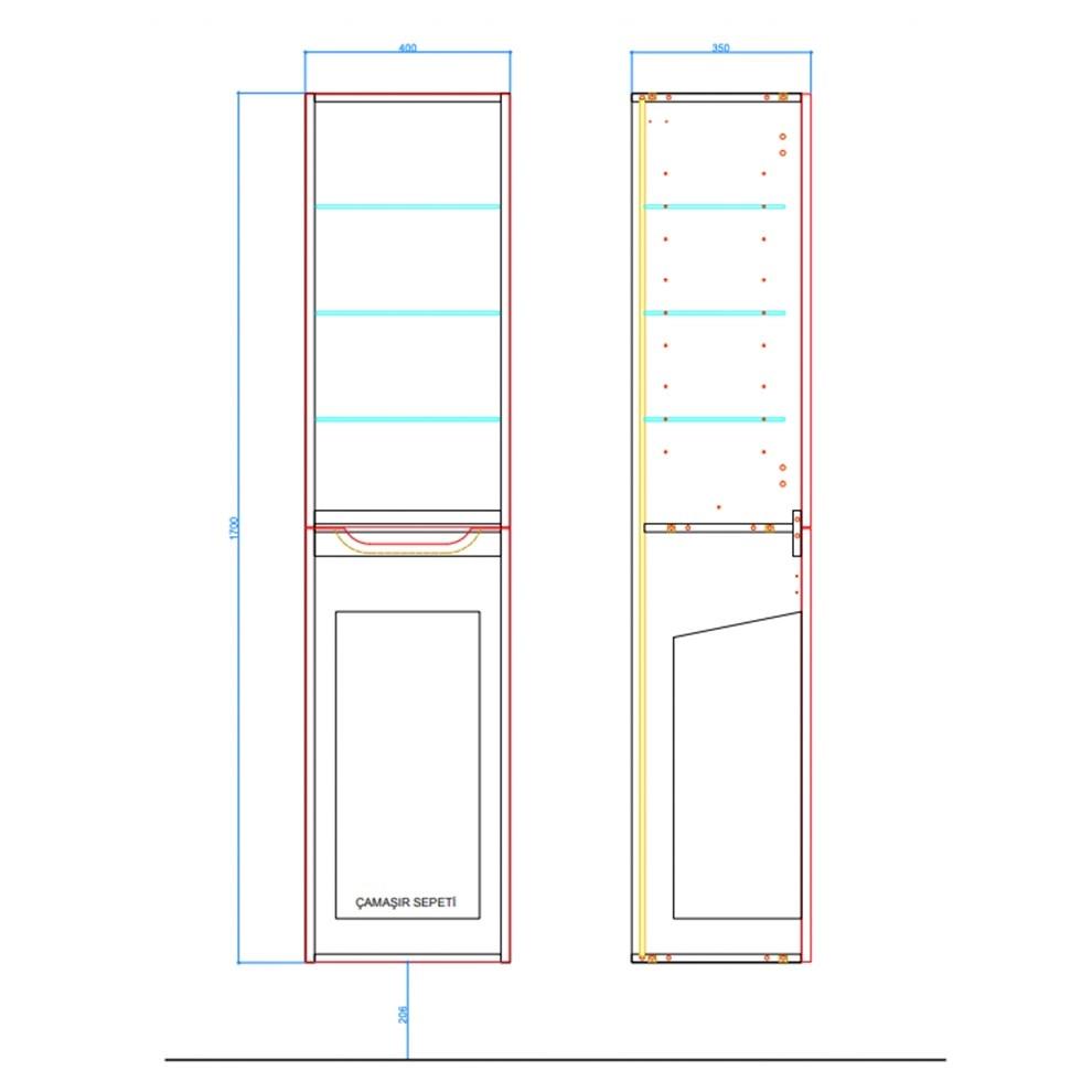 Casılla Boy Dolap 40Cm (Sepetlı) Mat Vızon (Sag) 310300100206
