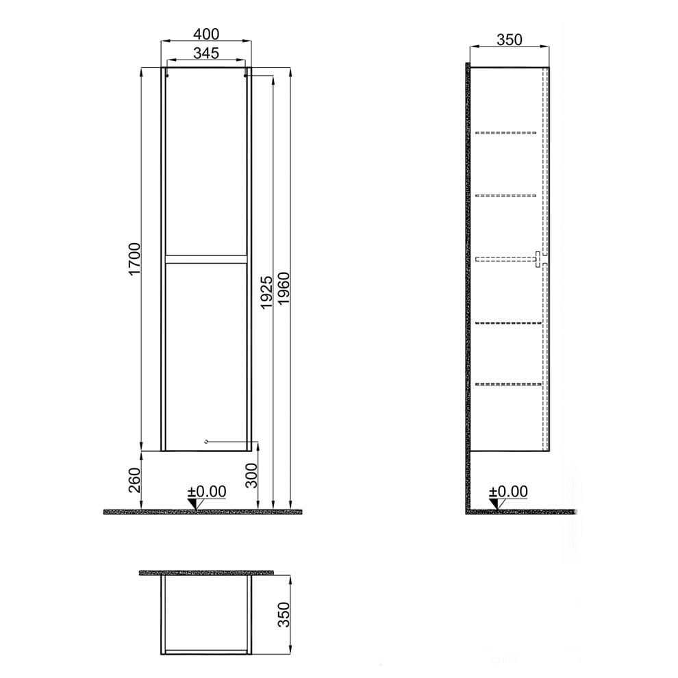 Kale İdea 40 Cm Boy Dolabı (Sepetsiz) Sağ/Sol Pasific A 310300101975