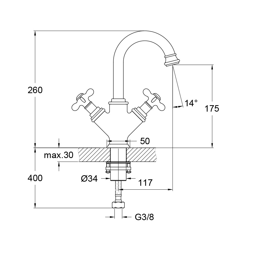 Kale Victorian Lavabo Bataryası Gold  410200500226