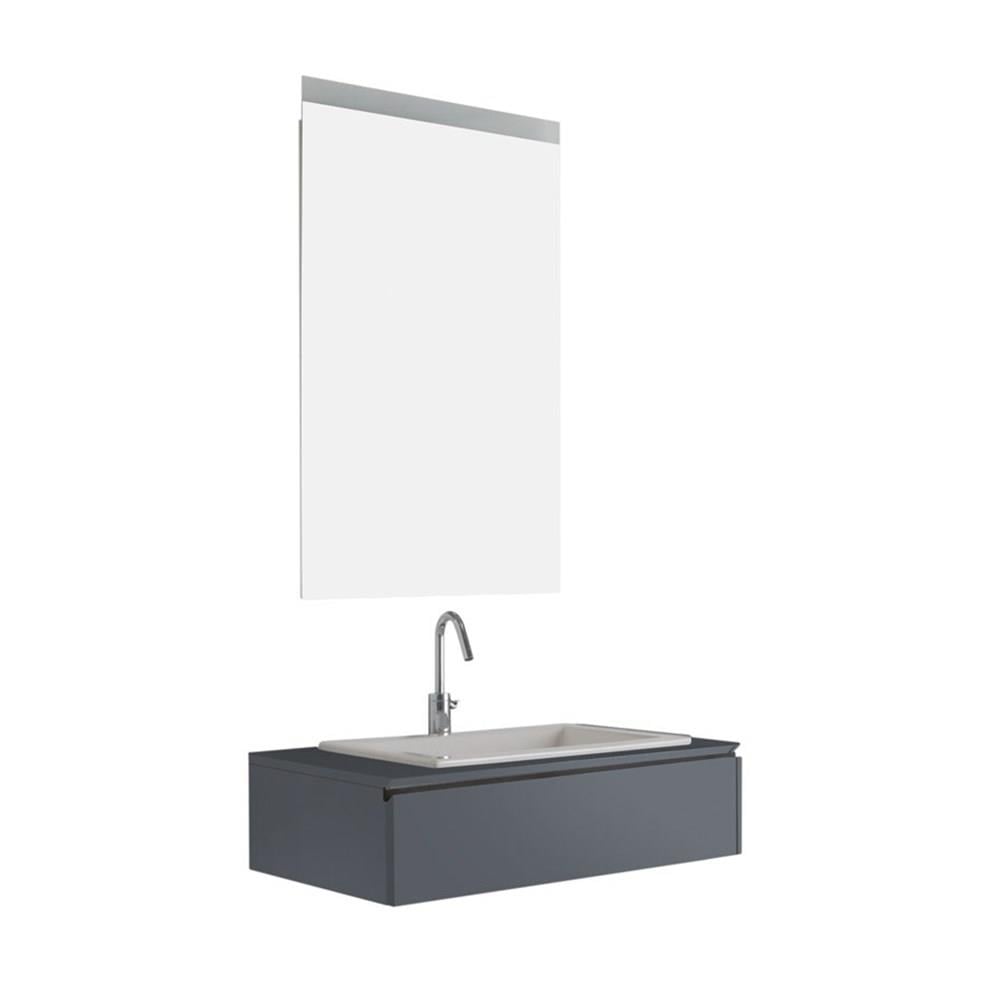 KaleBeyaz Saray 80Cm Set Antrasıt (Lavabo+Lavabo Dolabı+Ayna) 610100200045