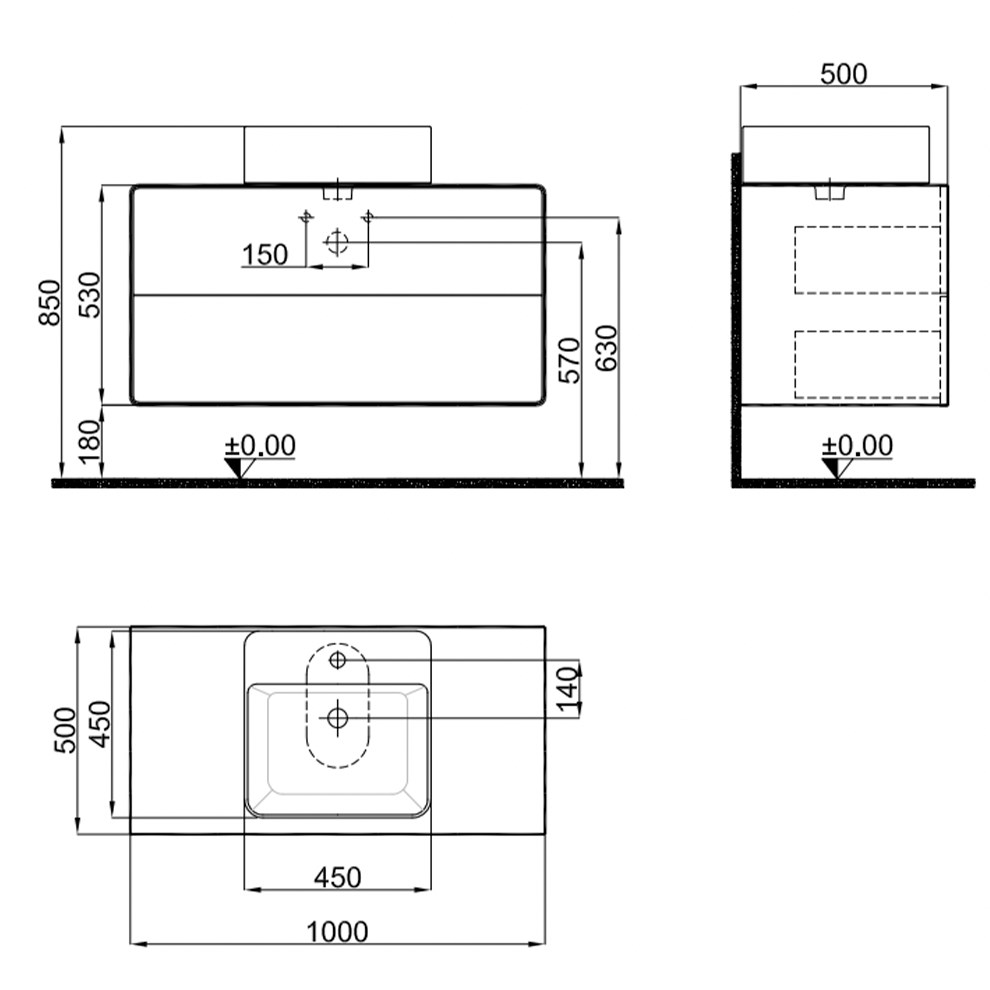 Kale Edge 100Cm Set Antrasıt / Vızon (Lavabo Harıç) 610100200646